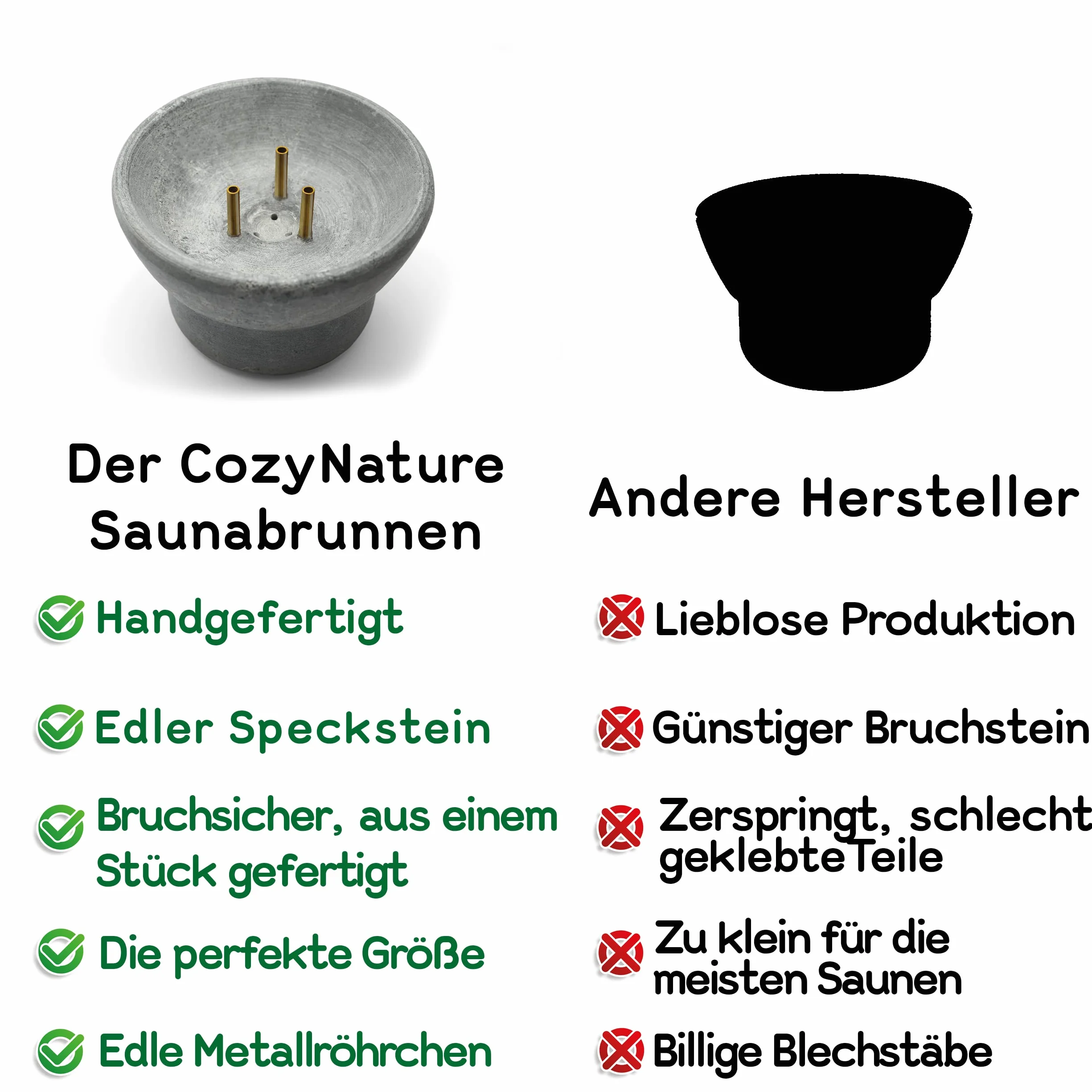 CozyNature® Źródełko do sauny z sjenitu | Kamień do naparowania i parownik | Akcesoria do sauny | Fontanna, tryska | 100% wykonanie ręczne 15cmx10cm