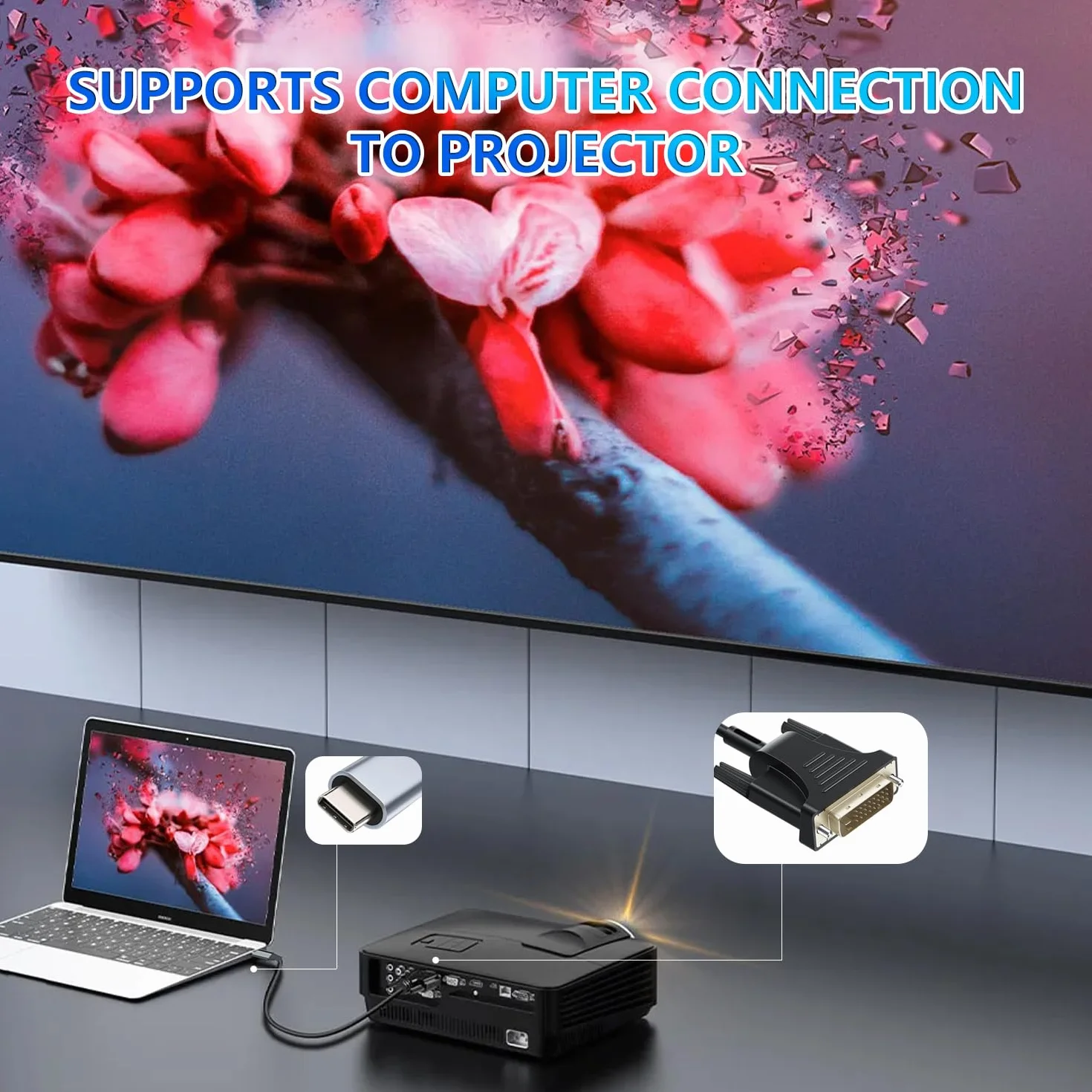DVI Cable Adapter - 4K @60Hz DVI-D Dual Link Male kompatybilny z MacBook, iPad, Dell XPS itp. Konwerter kabli do monitora, telewizora, projektora 2 m