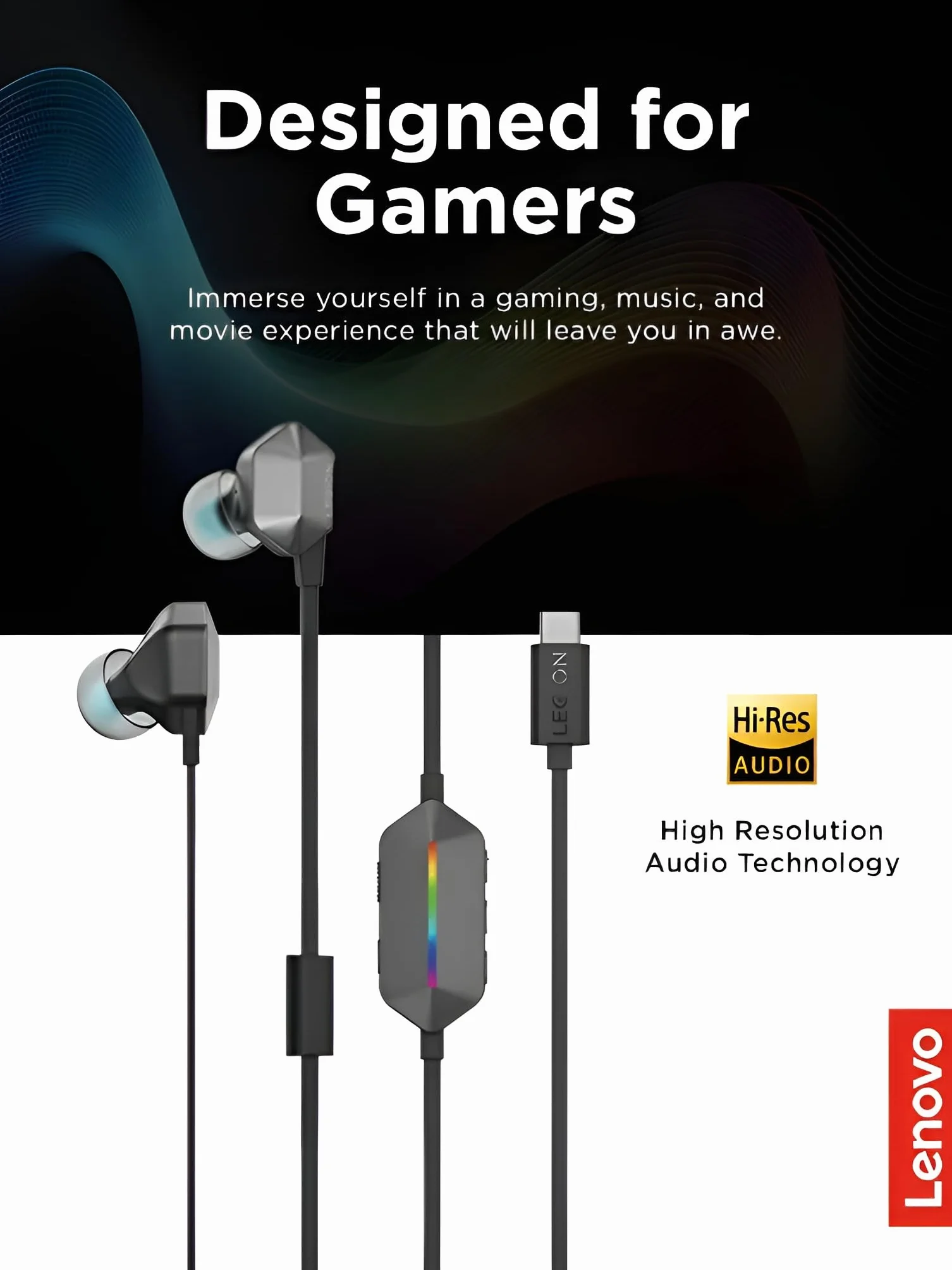 Lenovo Legion E510 7.1 RGB Gaming słuchawki douszne (USB-C)