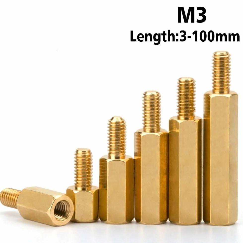Gwint mosiężny Hexagonal Copper Column，Single-Head Stud Column， M3 Hex Brass Male Female Standoff Stud Board Pillar Mount Hexagon Motherboard Spacer Bolt Screw Thread M3xL+3/4/5/6/8mm,M3(17mm (30pcs))