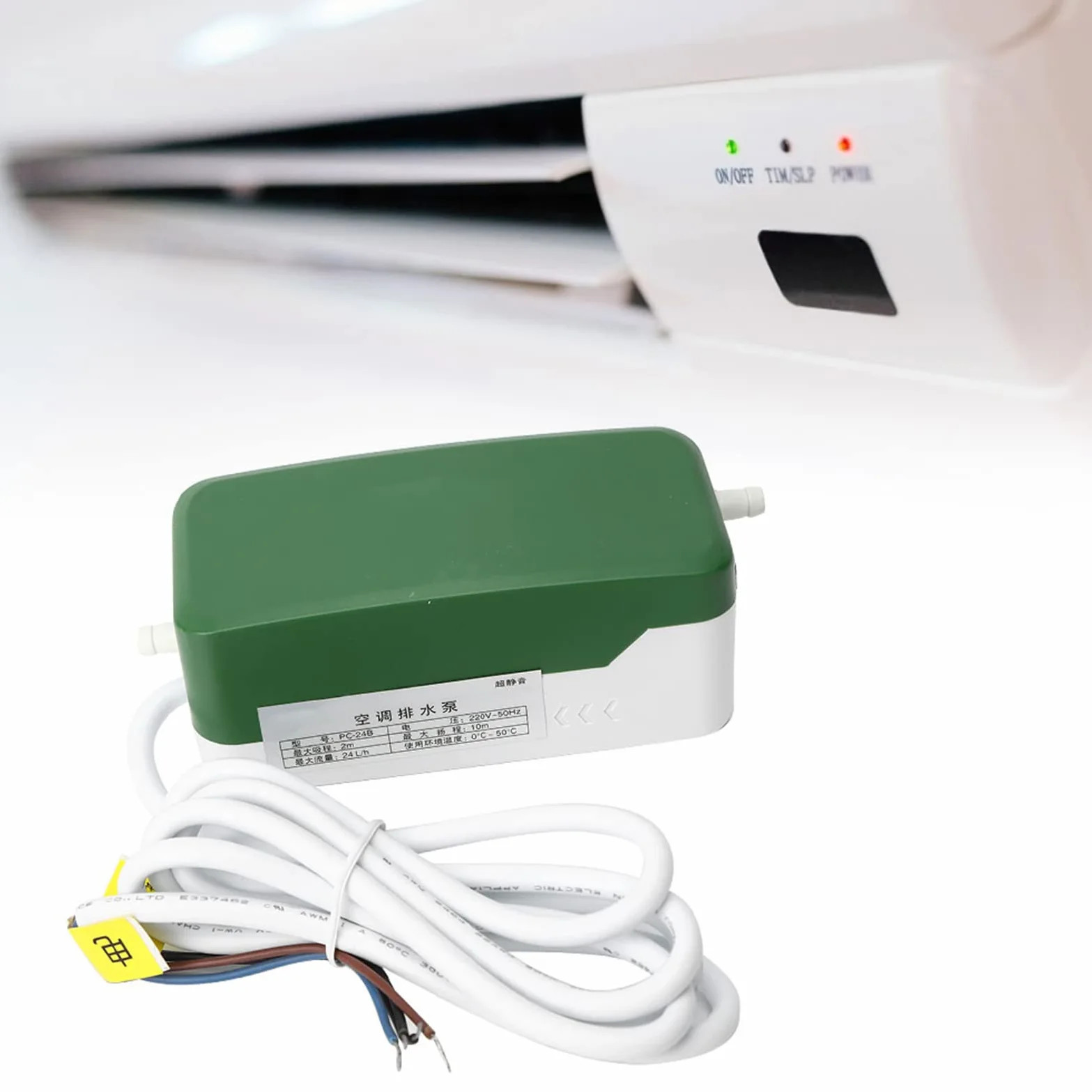 Jiawu Pompa Spustowa Klimatyzacji PC-24B Ultra Cicha, Automatyczna 19 DB do Urządzenia z Kanałem Sufitowym Split AC, 24 L/h 3 W Pompa Wody Kondensatu z Wyłącznikiem Pływakowym do Systemu HVAC Szczelna