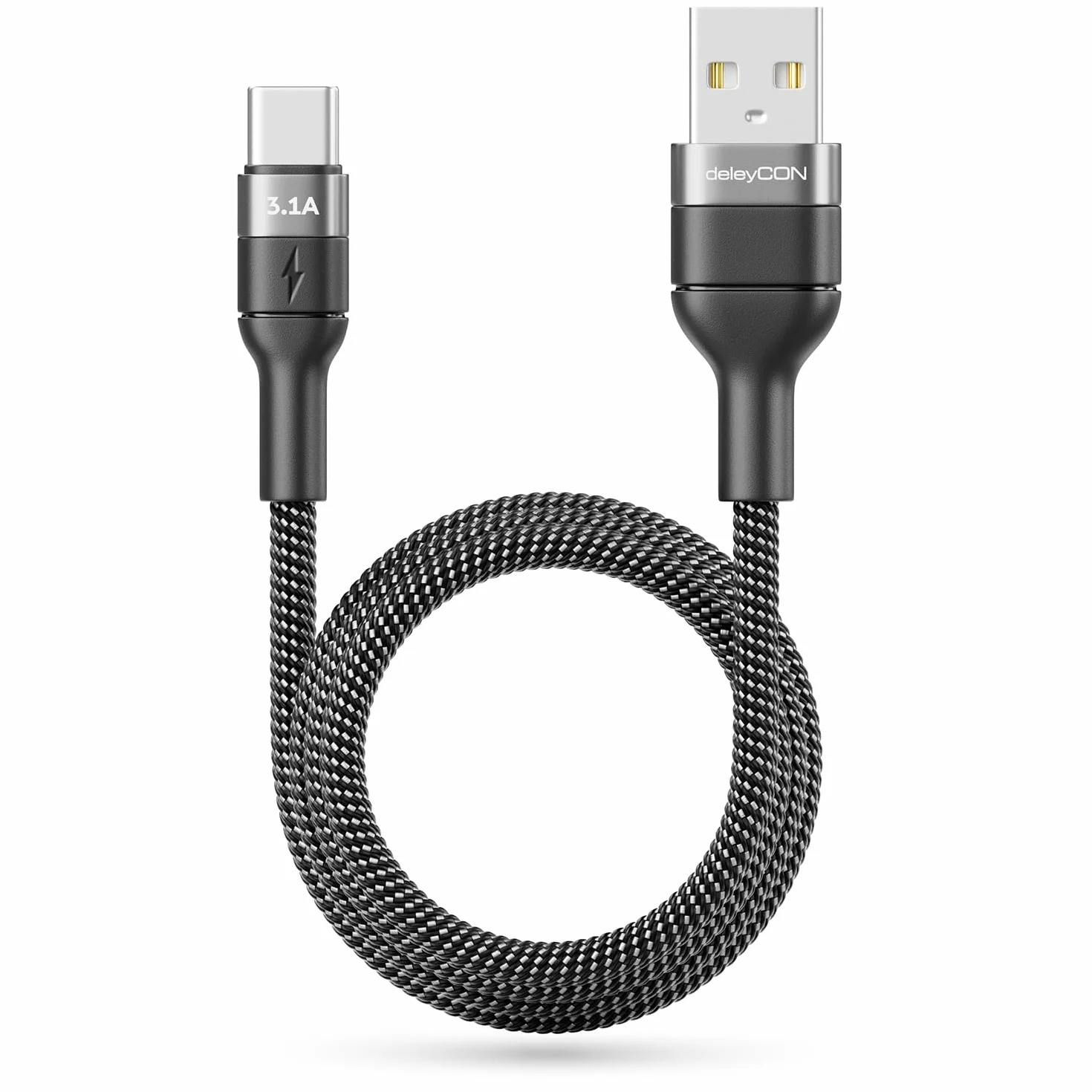 deleyCON 1m USB C Kabel 3.1A Ładowania Przewód Danych USB-A na USB-C do iPhone 16 15 Pro Max Galaxy A16 A56 S26 S25 S24 S23 Pixel iPad Pro