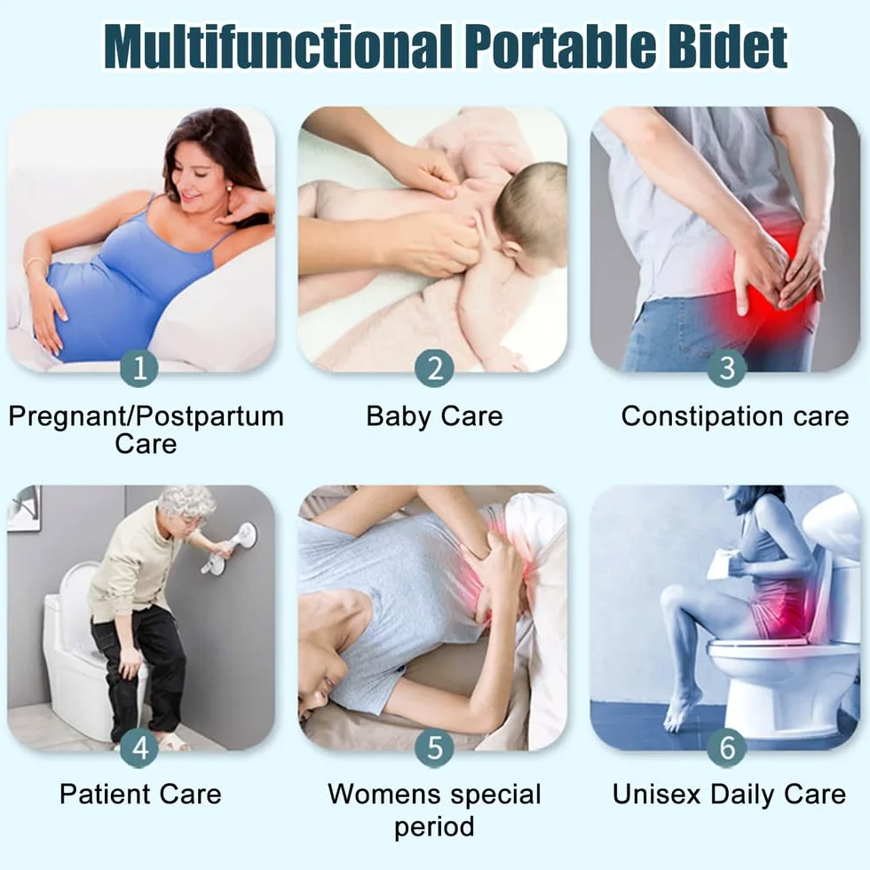 przenośny bidet do podróży, ręczny bidet natryskowy dla niemowląt w ciąży kobiety intymne mycie, higiena osobista czyszczenie przenośny bidet dla kobiet mężczyzn