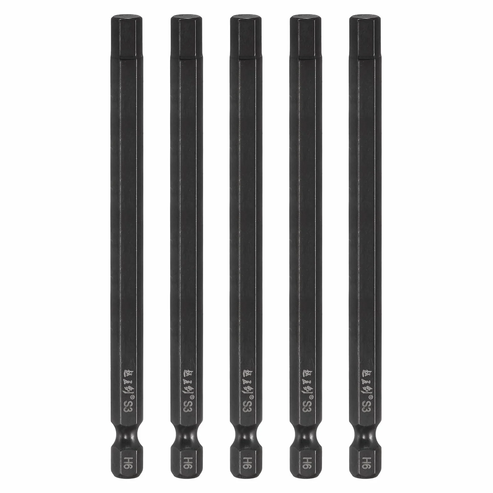 QUARKZMAN 5 sztuk kluczy imbusowych wiertło 6 mm (H6) metryczne 1/4" trzpień sześciokątny 4" (100 mm) długość S3 stal magnetyczny śrubokręt bity standard przemysłowy sześciokątny elektryczny