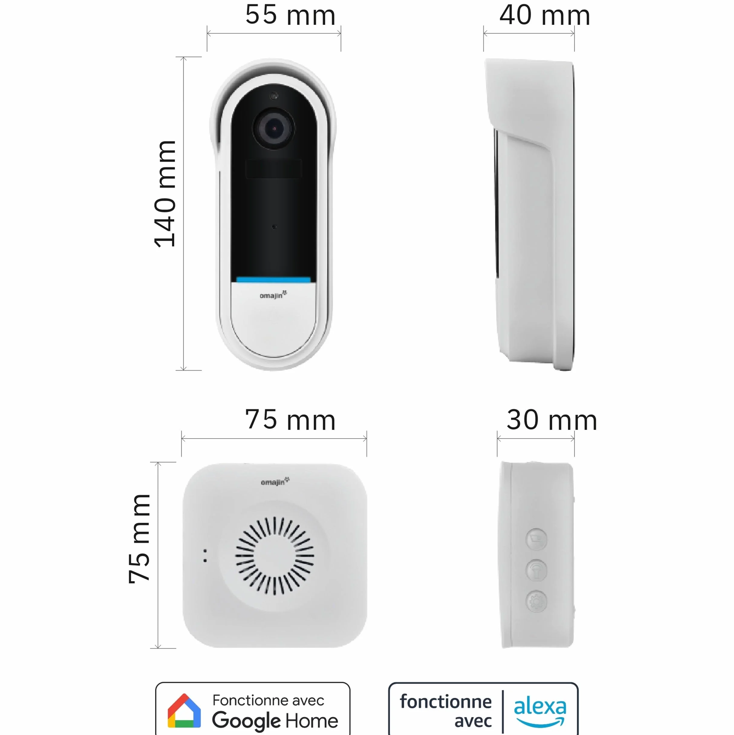 OMAJIN by Netatmo 2K Inteligentny wideodomofon bezprzewodowy bateryjny IP65 OVD-01
