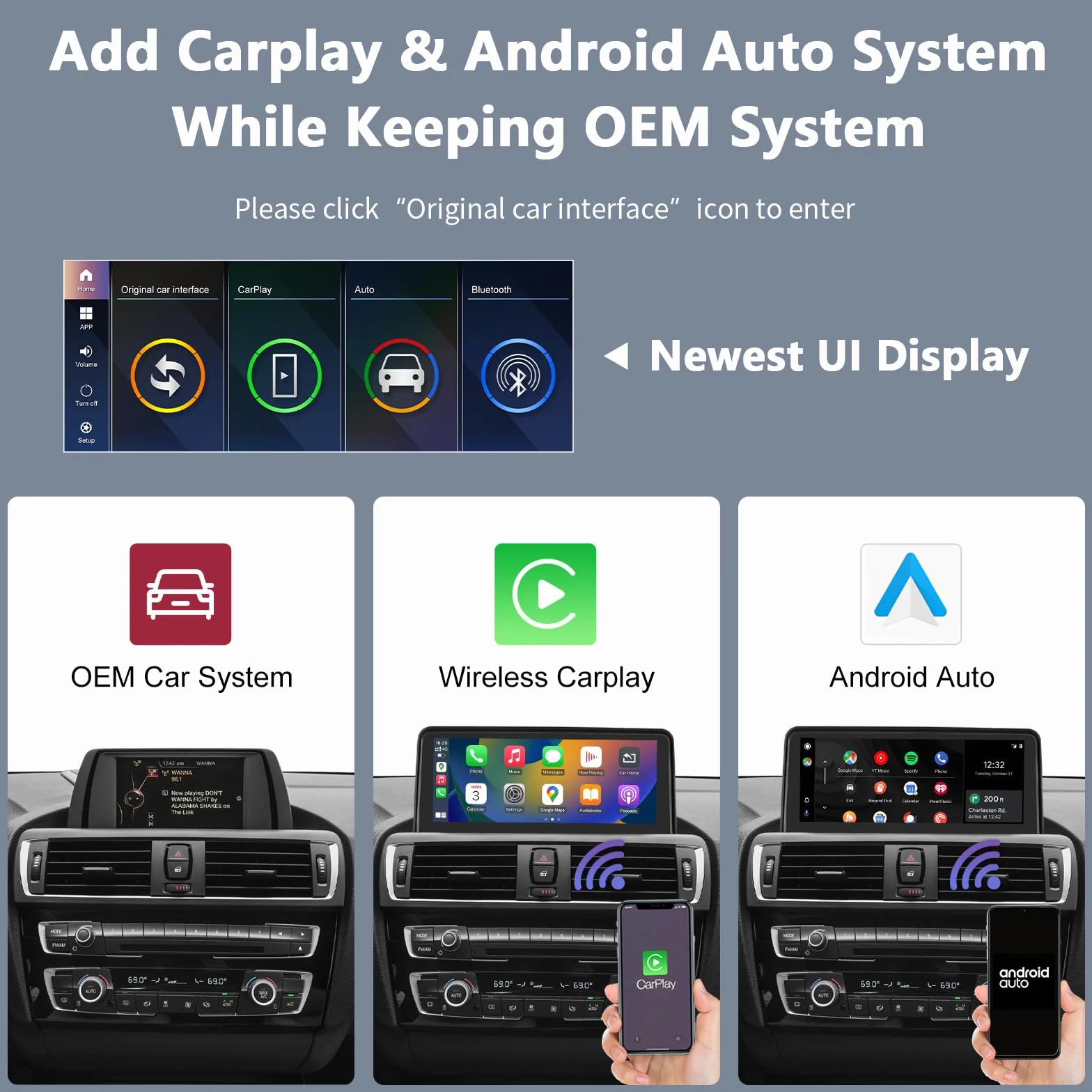 Road Top 10.25 calowy odbiornik radiowy samochodowy ekranu dotykowego dla BMW 1 2 Series F20/F21/F22 2013-2015 NBT Android Auto