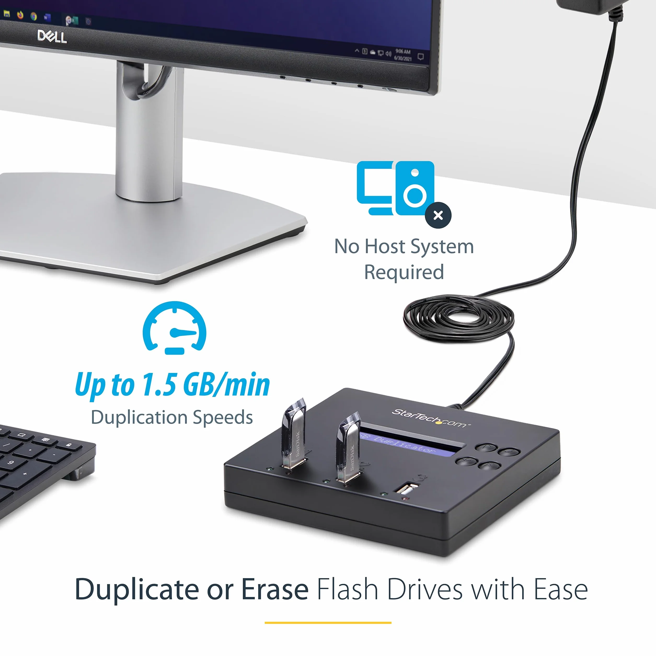 StarTech.com Duplikator USB 1 do 2, kopiarka dysków USB, 1,5 GB/min, 3-przejściowe wymazanie