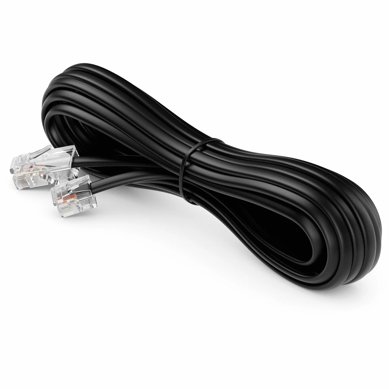 deleyCON 0,5m Kabel Telefoniczny RJ11 na RJ45 Płaski Przewód Czarny