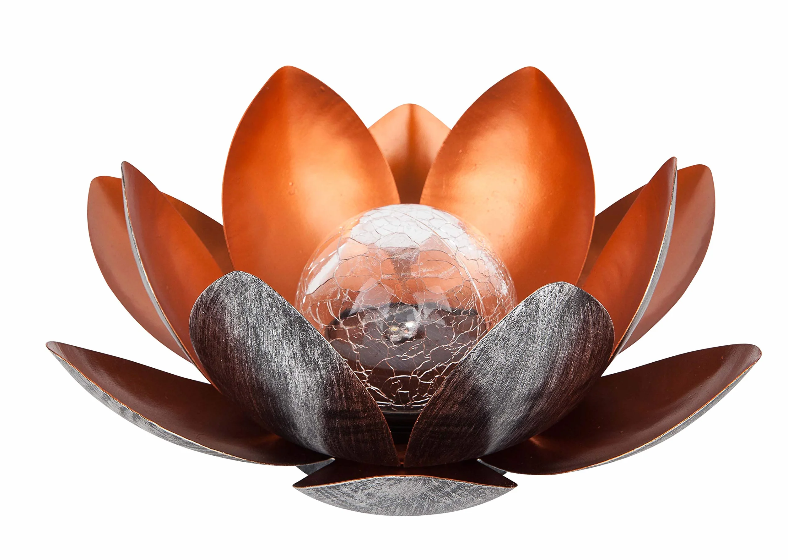 Dehner Lampa solarna Lotus, Ø 27,5 cm, wysokość 12 cm, metal, srebrna/czerwona
