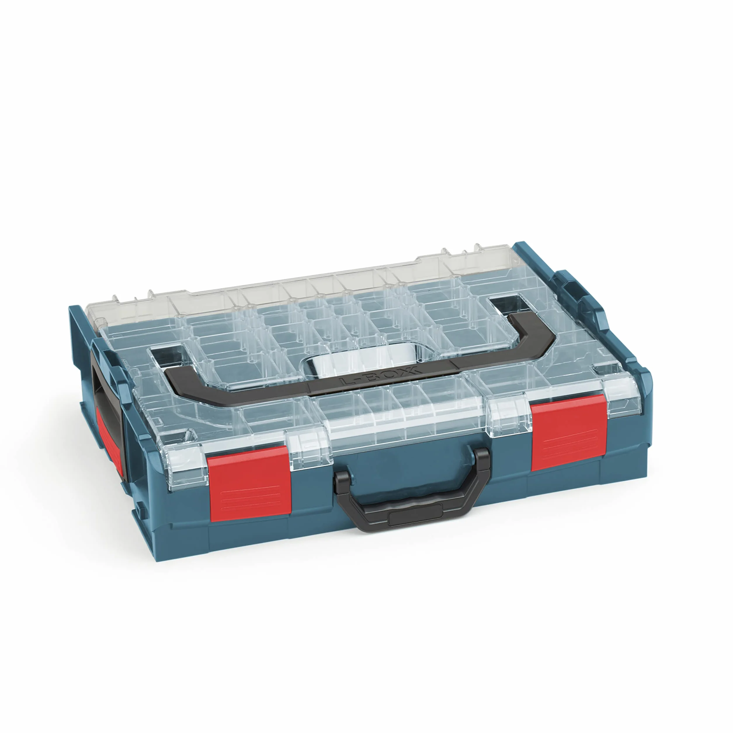 Sortimo Bosch L-BOXX 102 profesjonalna walizka narzędziowa z tworzywa sztucznego, niebieska, przezroczysta pokrywka z zestawem pojemników H3, pudełka do sortowania małych części | idealny system przechowywania małych części