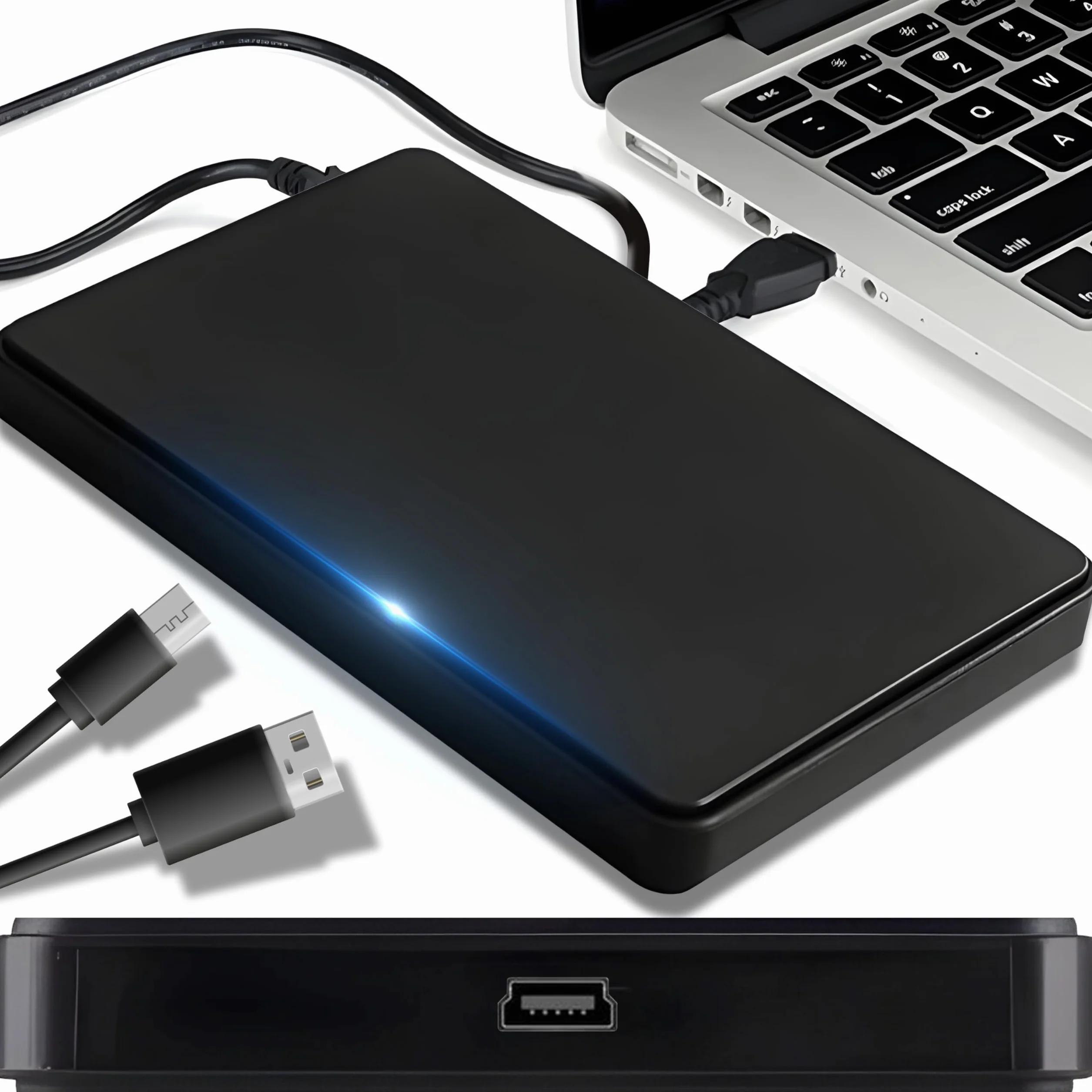 Retoo obudowa na dysk twardy 2,5 cala USB 2.0, kabel zewnętrzny, obudowa SATA III SSD HDD, montaż bez narzędzi, obudowa na dysk twardy 7 mm 9,5 mm, czarna