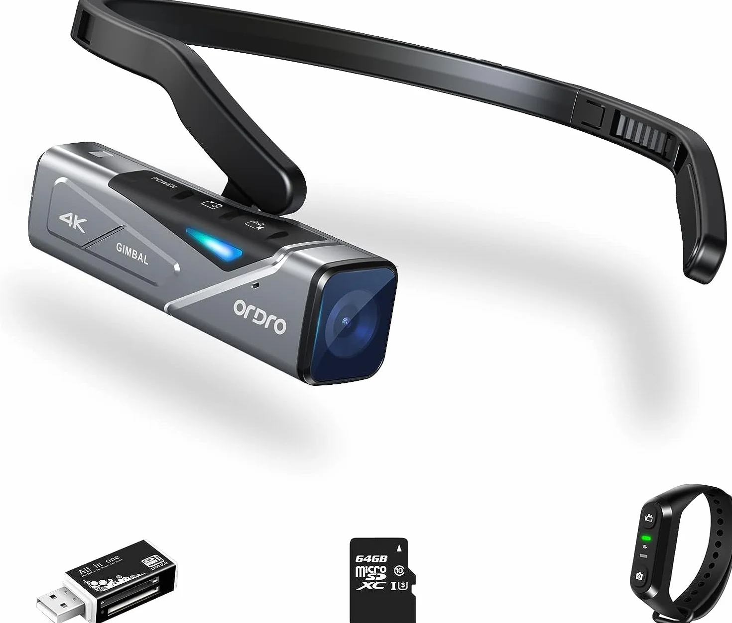 ORDRO EP7 Kamera czołowa 4K 30 kl./s UHD FPV z wbudowanym stabilizatorem Gimbala 64 GB
