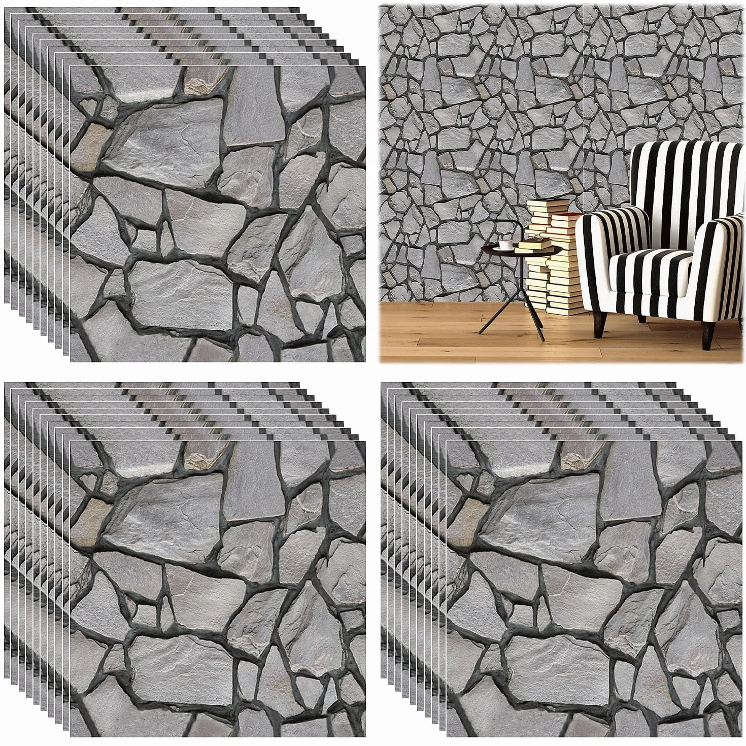 30 sztuk tapet o wyglądzie kamienia, 30 x 30 cm, wodoszczelna tapeta z PCW, panele ścienne 3D o wyglądzie kamienia, samoprzylepne, panele ścienne do drzwi ściennych, sypialni, kuchni
