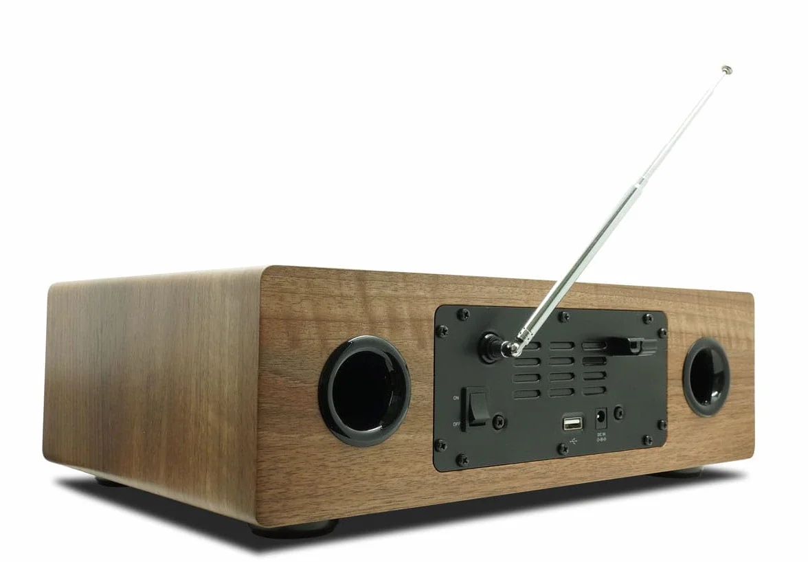 Głośnik REGENT i450s Spotify Connect DAB+ Radio internetowe Odtwarzacz CD Digital Home Stereo Hi-Fi Bluetooth FM 20, podwójny alarm i pilot Wejście AUX i USB (Ciemny Orzech)