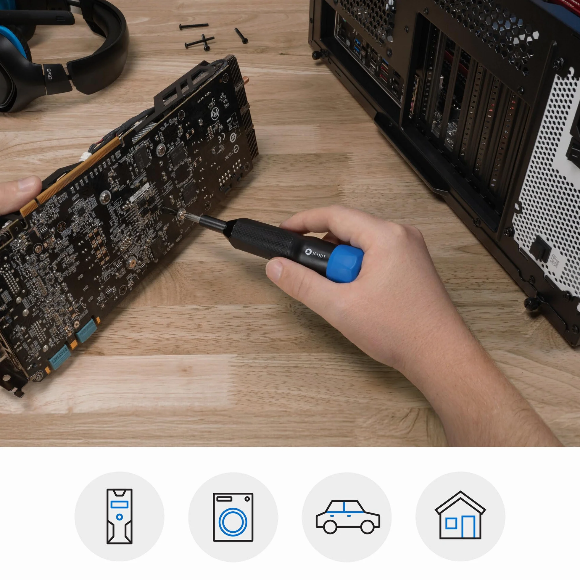 iFixit Narwhal – wkrętak 6 w 1 z końcówkami krzyżakowymi, płaskimi i nasadowymi do napraw elektroniki i majsterkowania w domu