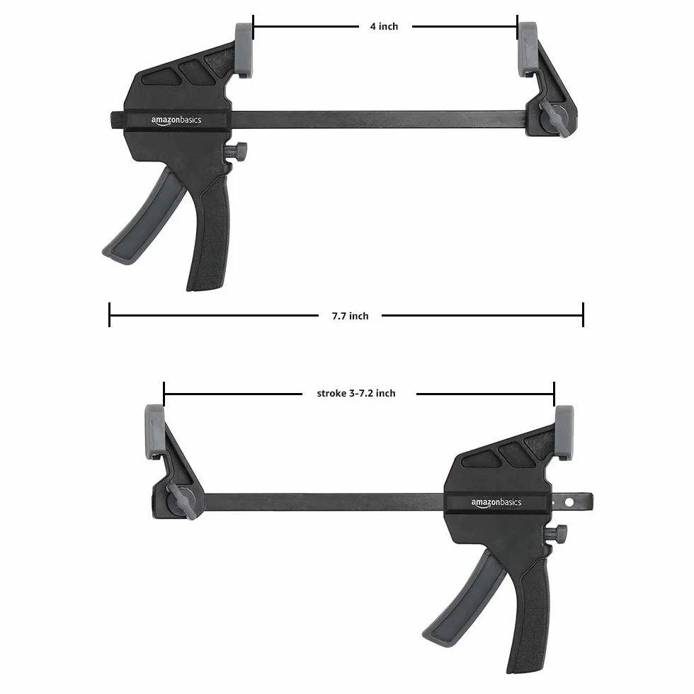 Amazon Basics Zaciski zwalniające, zestaw 6-częściowy, 2 sztuki 10,16 cm, 4 sztuki 15,24 cm, czarny/szary