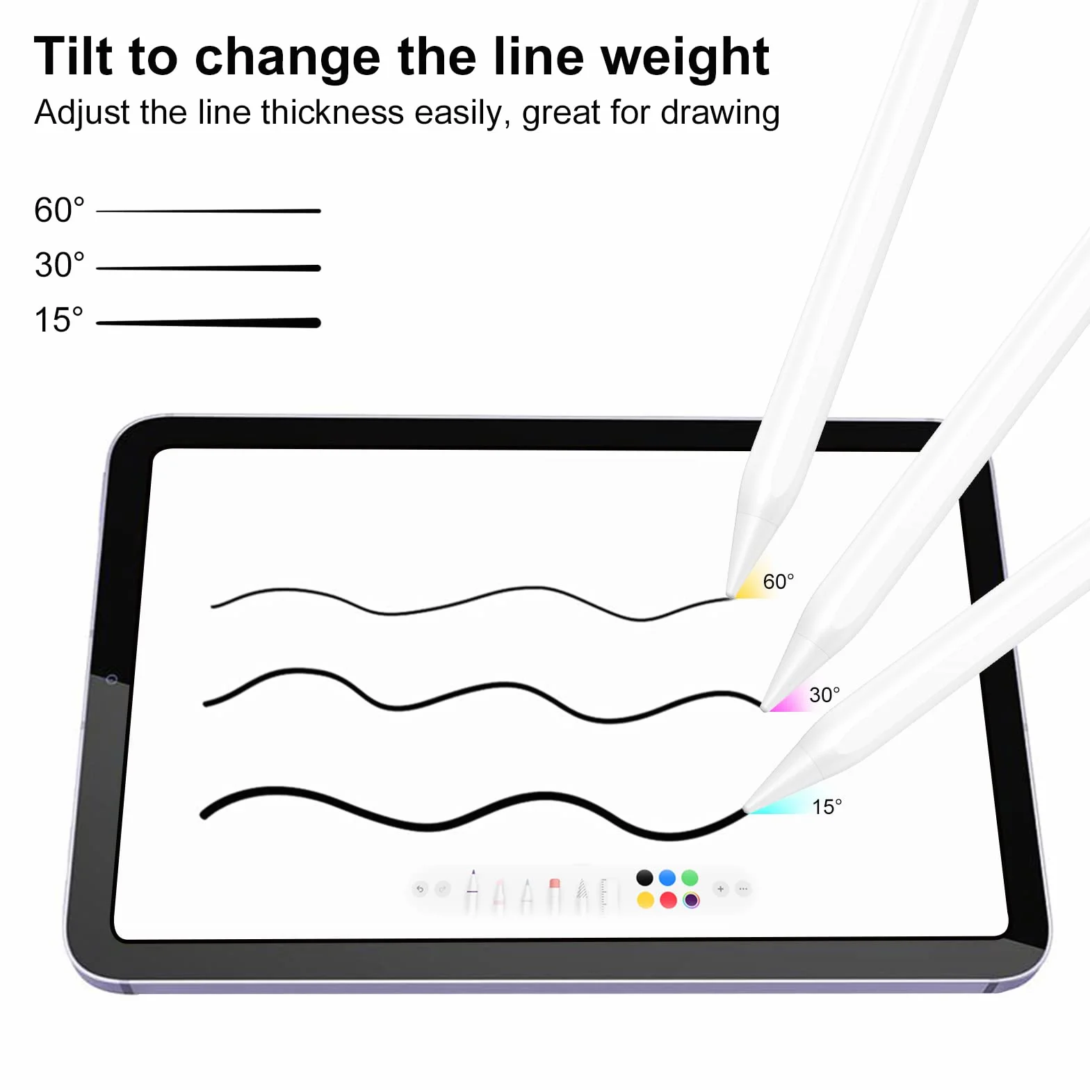 PINKCAT Pióro do tabletu iPad 2022-2018, z pochyleniem dłoni i magnetyczną adsorpcją dla iPada/iPada Mini/Air/Pro