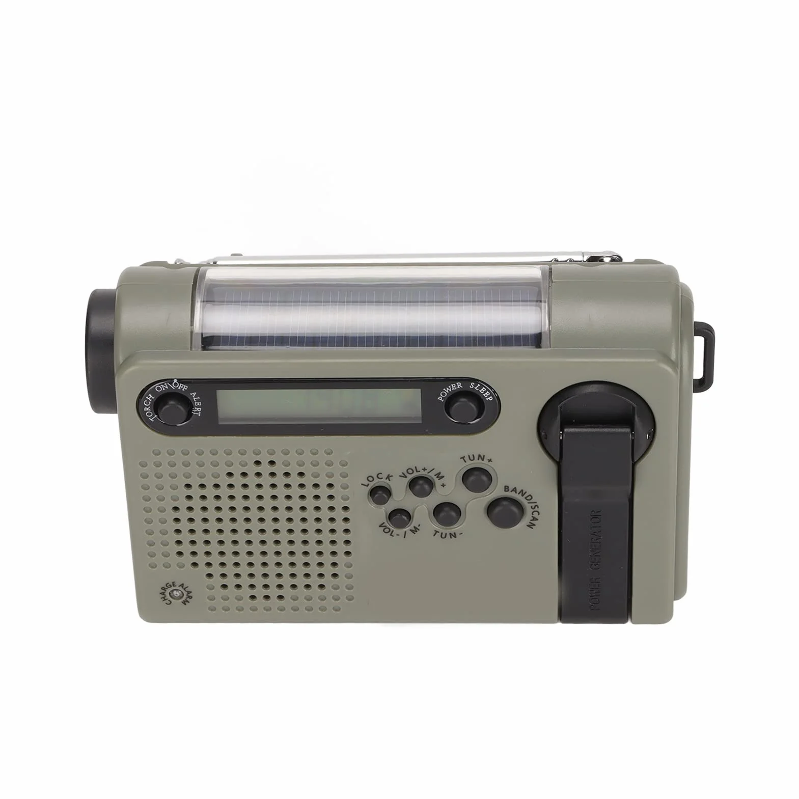 Radio Pełnozakresowe Słoneczne 0,7 W 3,0 V-4,2 V ABS SOS Alarm Turystyka Piesza Ciemnozielony
