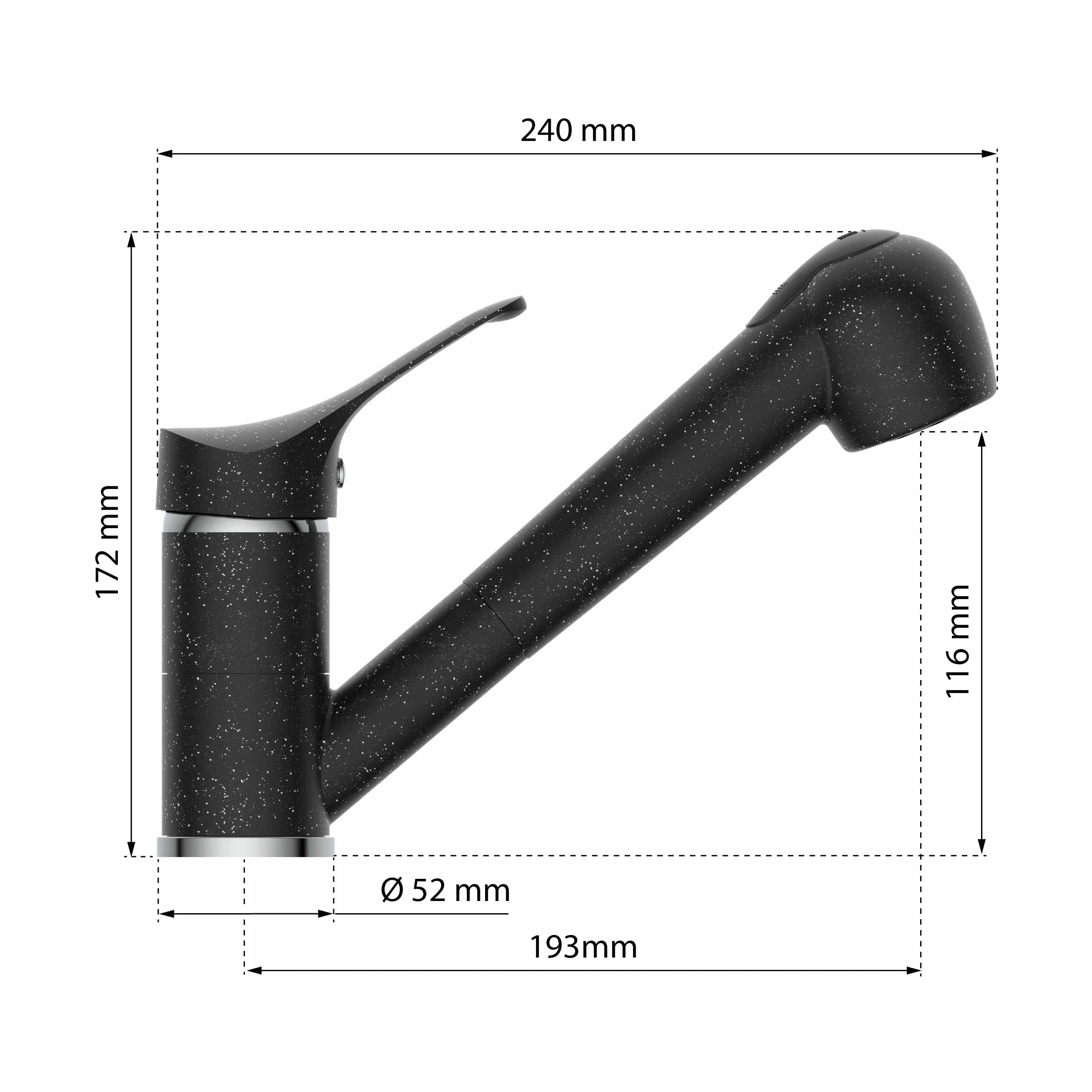 EISL GRANIT armatura zlewozmywakowa z wylewką obracana 360° bateria jednouchwytowa NI183SMCR czarna