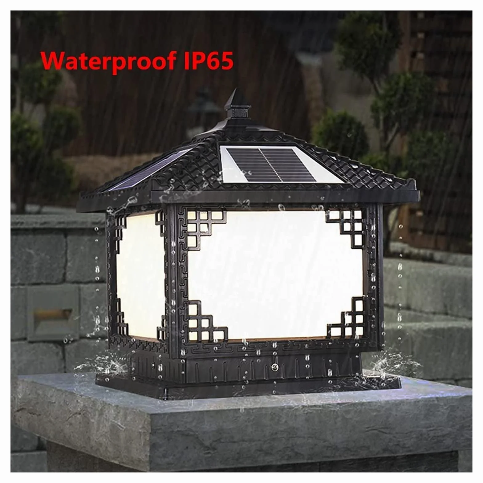 Lampy słupkowe oświetlenie zewnętrzne podwórko oświetlenie zewnętrzne solarne słupek lampa kolumnowa wodoodporna bramka lampa filarowa ogród światło uliczne trójkolorowe oświetlenie dziedzińca