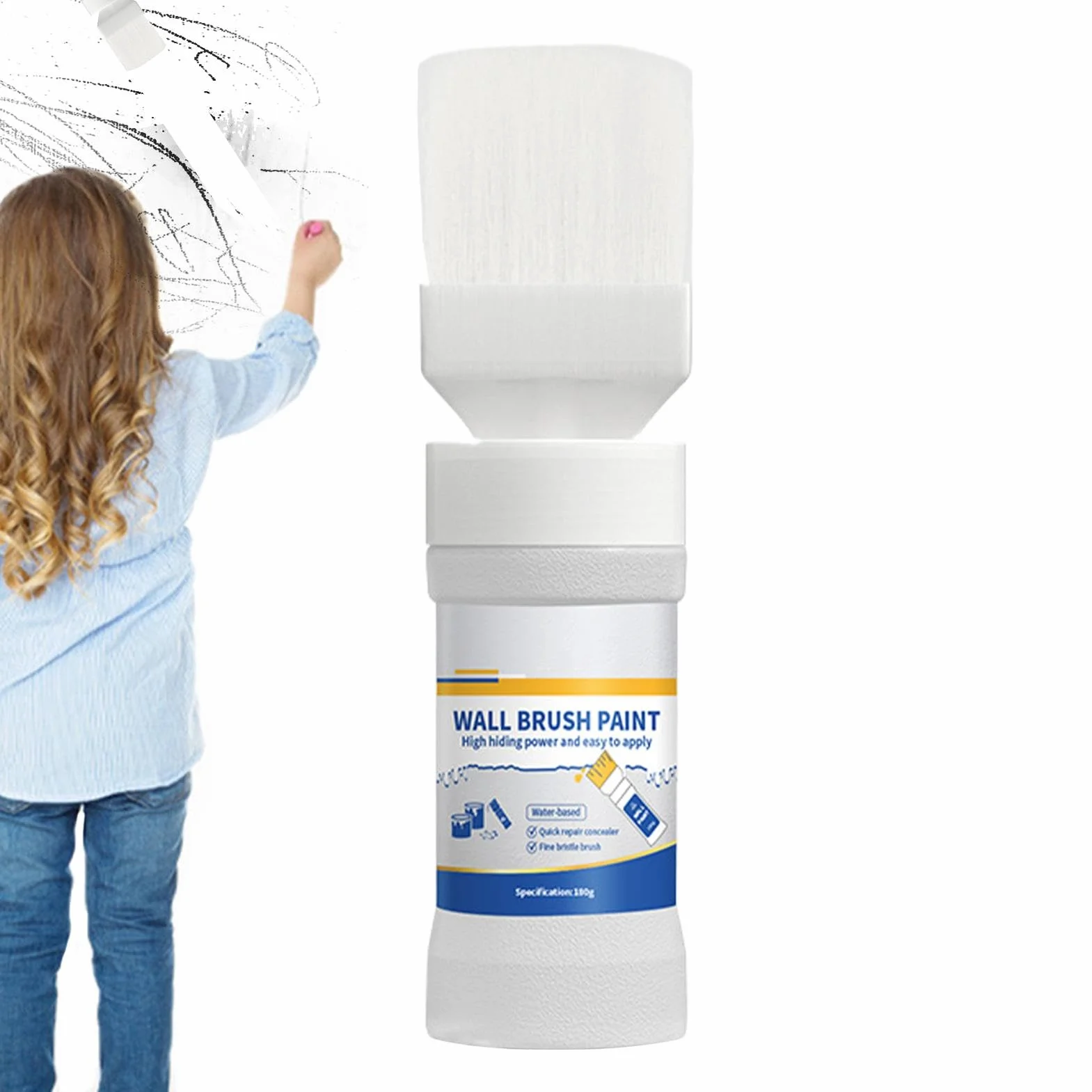 Wall Repair Paste, Safe Wall Touchup Paint, White Ceiling Paint, Wall Touchup Kit, Wall Stain Remover Paint, Paint With Brush For Walls, Home Wall Repair Kit, 180g Wall Repair Paste