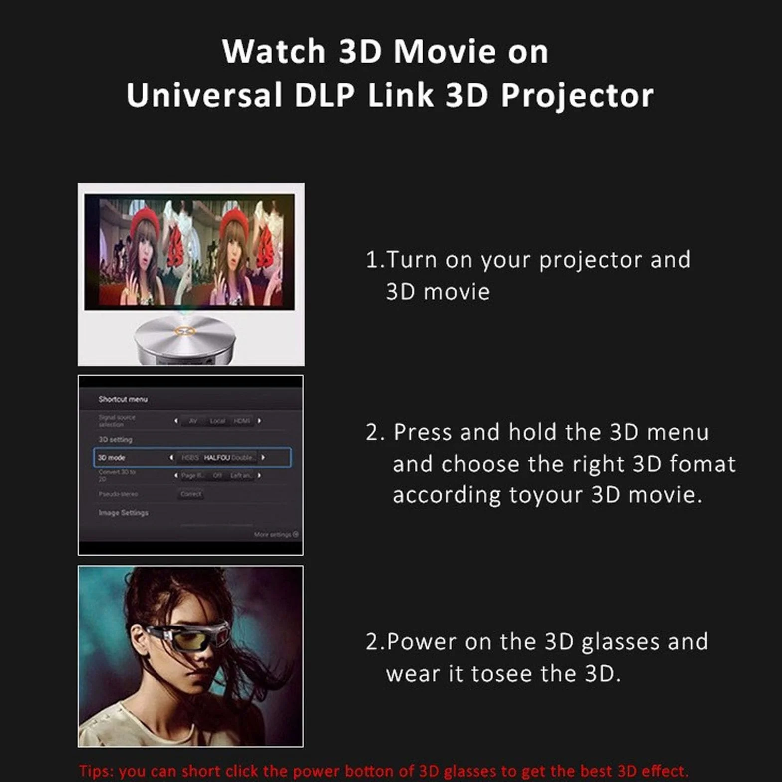 Okulary 3D Aktywna Migawka Ładowalne DLP-Link do Projektorów Optoma Infocus
