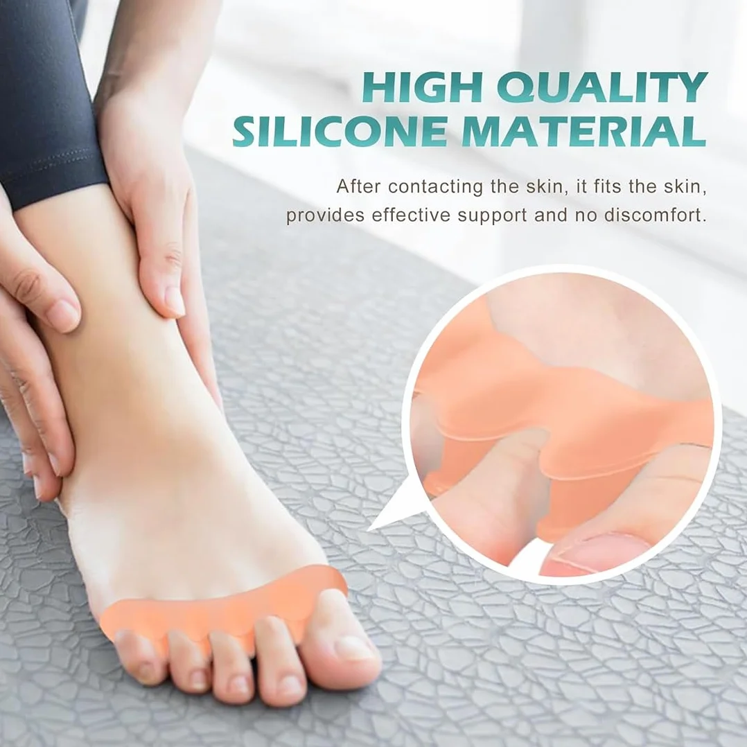 4 sztuki silikonowych separatorów palców u stóp, korekcja hallux valgus, wielokrotnie zmywalne żelowe separatory palców, separatory palców dla wszystkich palców u stóp, rozpórki palców u stóp