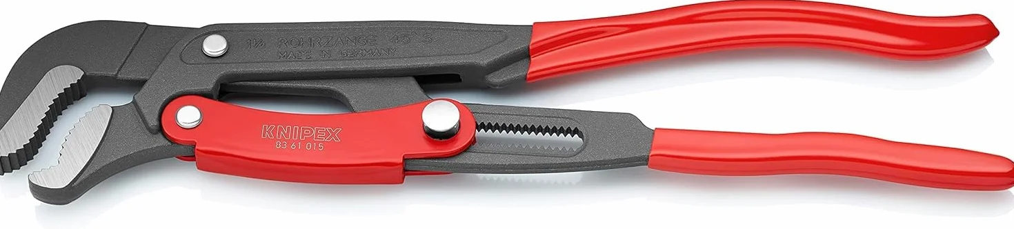KNIPEX Klucz nastawny do rur ze szczękami typu S z przyciskiem szybkiej regulacji Malowane proszkowo, szare z tworzywa sztucznego, 83 61 015