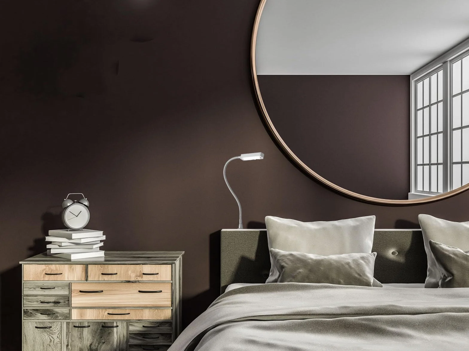 Zestaw 2 lamp LED do czytania i łóżka, do przykręcenia, możliwość ściemniania za pomocą gestów