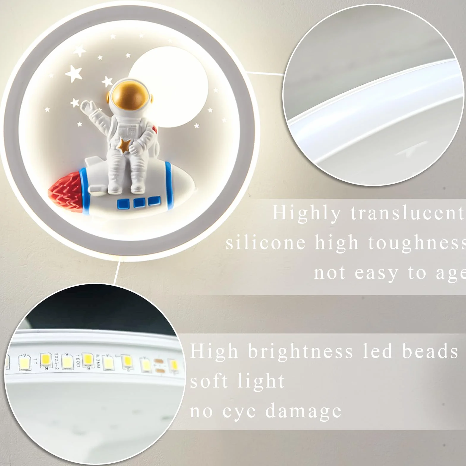 Lampka LED do wnętrz, 24 W, nowoczesna ściana astronauta, 220 V, 3 temperatury barwowe (3000K/4000K/6000K), do sypialni, domu, przedpokoju, salonu dziecięcego
