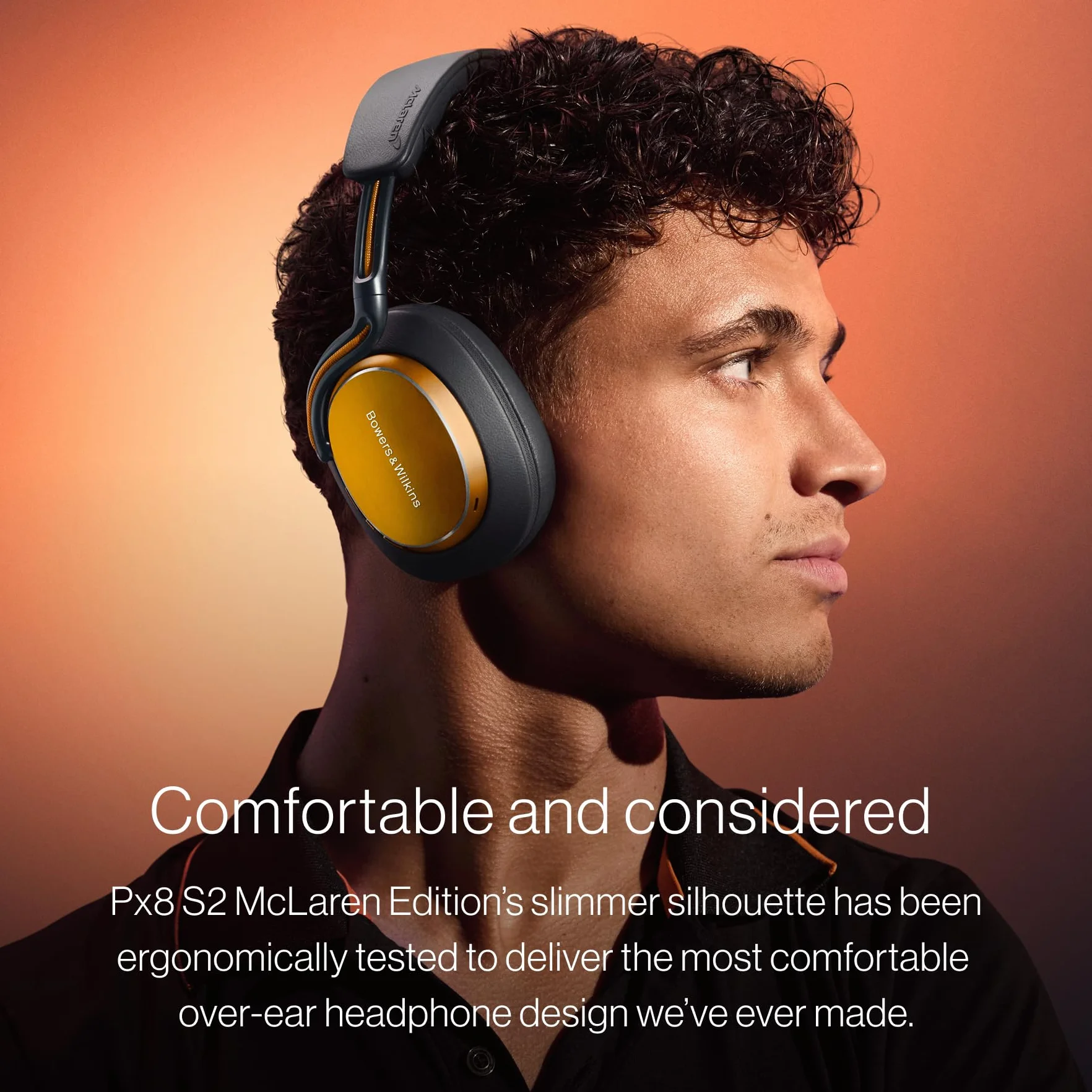 Bowers & Wilkins Px8 S2 McLaren Edition bezprzewodowe słuchawki z redukcją szumów, Bluetooth, szybkie ładowanie, 30h odtwarzania