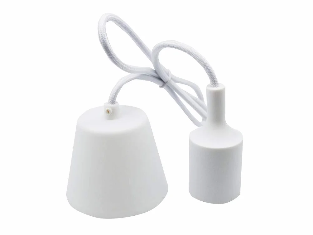 Uchwyt lampy z przewodem o długości 1 m i kwiatem E27 z białego silikonu, idealny do oświetlania domu z elegancją. Idealny do podkreślenia dekoracyjnych lamp w nowoczesnym otoczeniu.