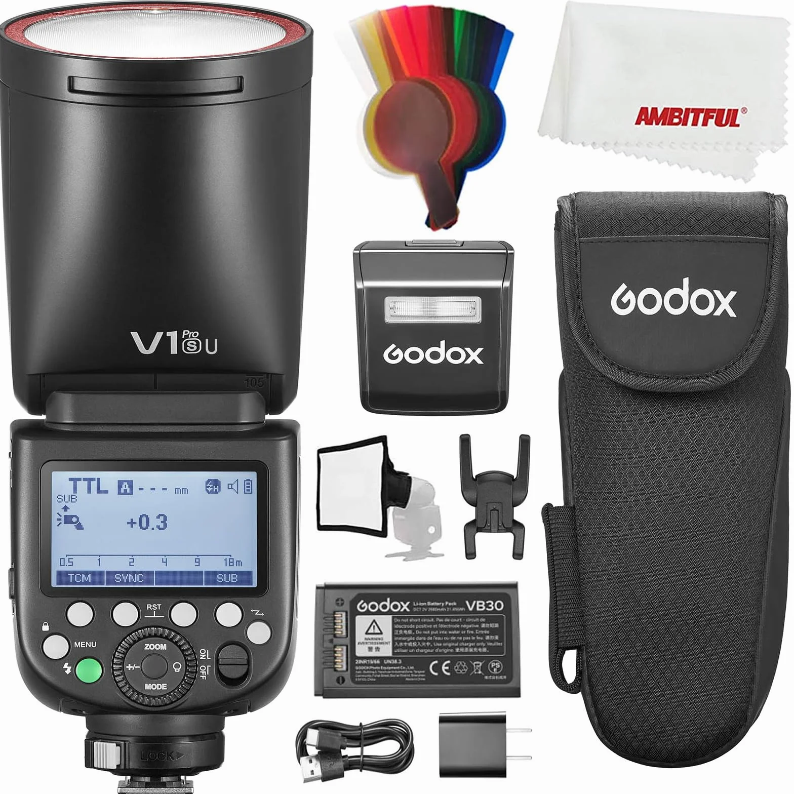Godox V1PRO-S V1 Pro TTL okrągła lampa błyskowa do Sony, 76 W HSS 1/8000s, bateria litowa