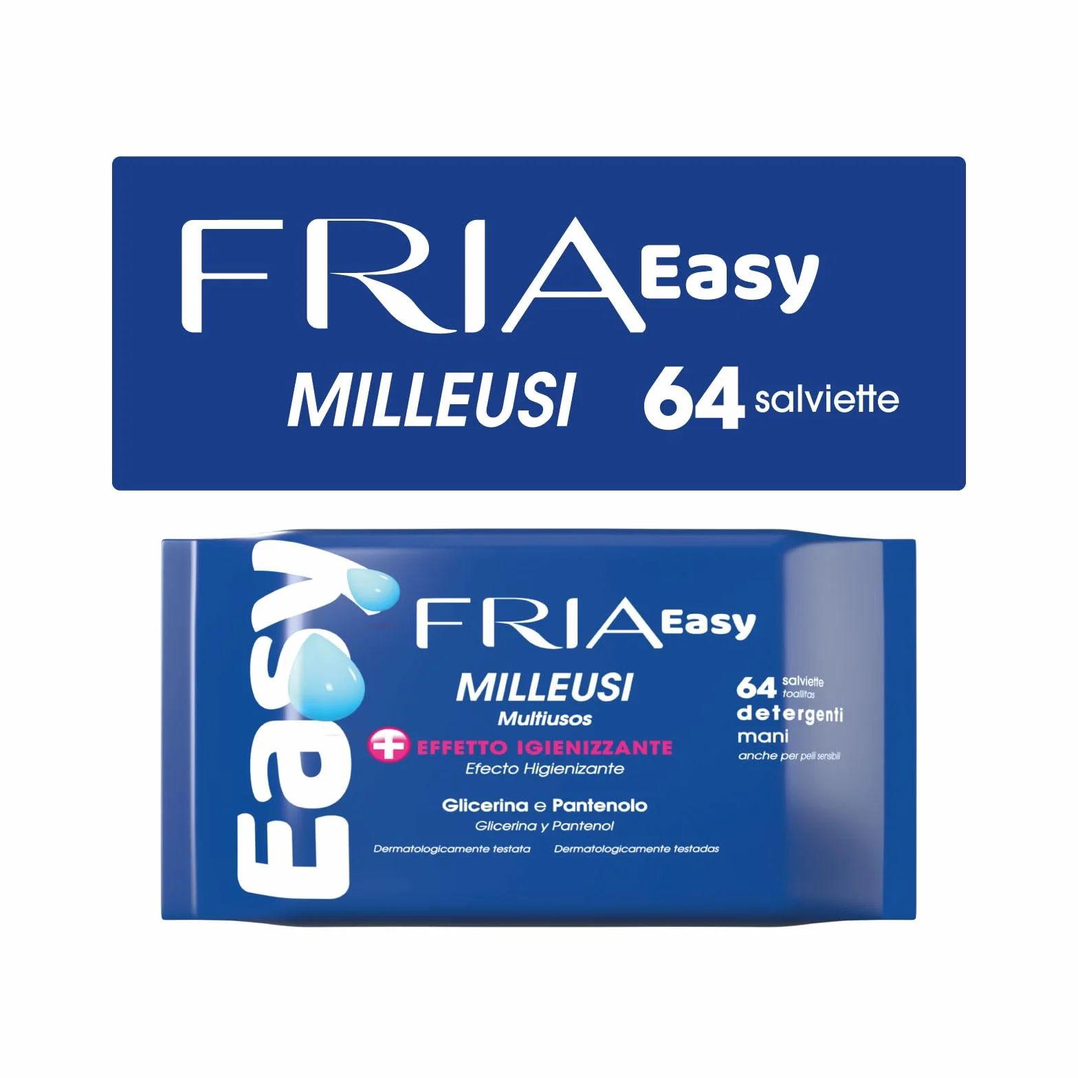 Fria Easy Milleusi chusteczki higieniczne z gliceryną i pantenolem, testowane dermatologicznie, 64 chusteczek