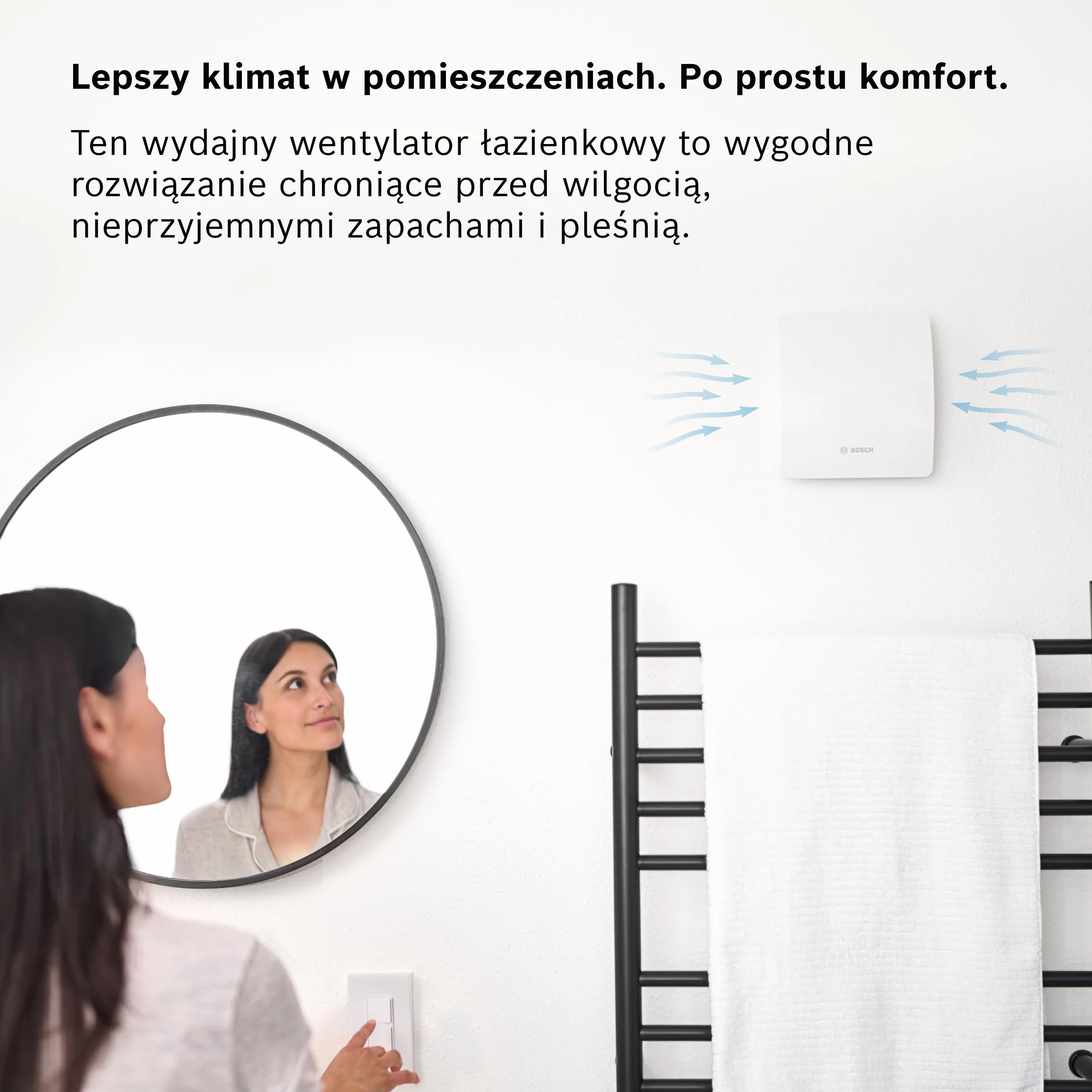 Bosch Wentylator Wyciągowy do Łazienki 1500 W 100 - Do Wentylacji w Łazience i Toalecie, Przeciw Wilgoci i Pleśni - Z Włącznikiem Światła - Średnica 100mm