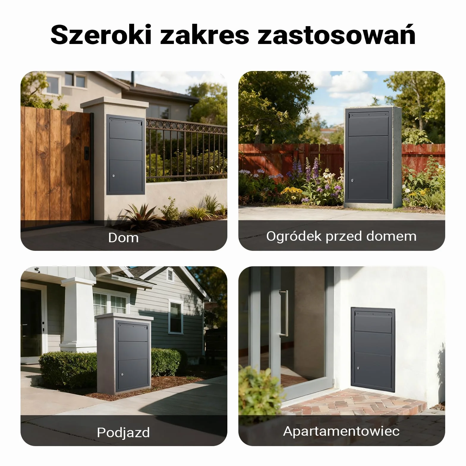 XPOtool Wolnostojąca skrzynka na listy i paczki antracytowa 47 x 22 x 87 cm, pojemnik na paczki z zabezpieczeniem korespondencji, skrzynka kurierska
