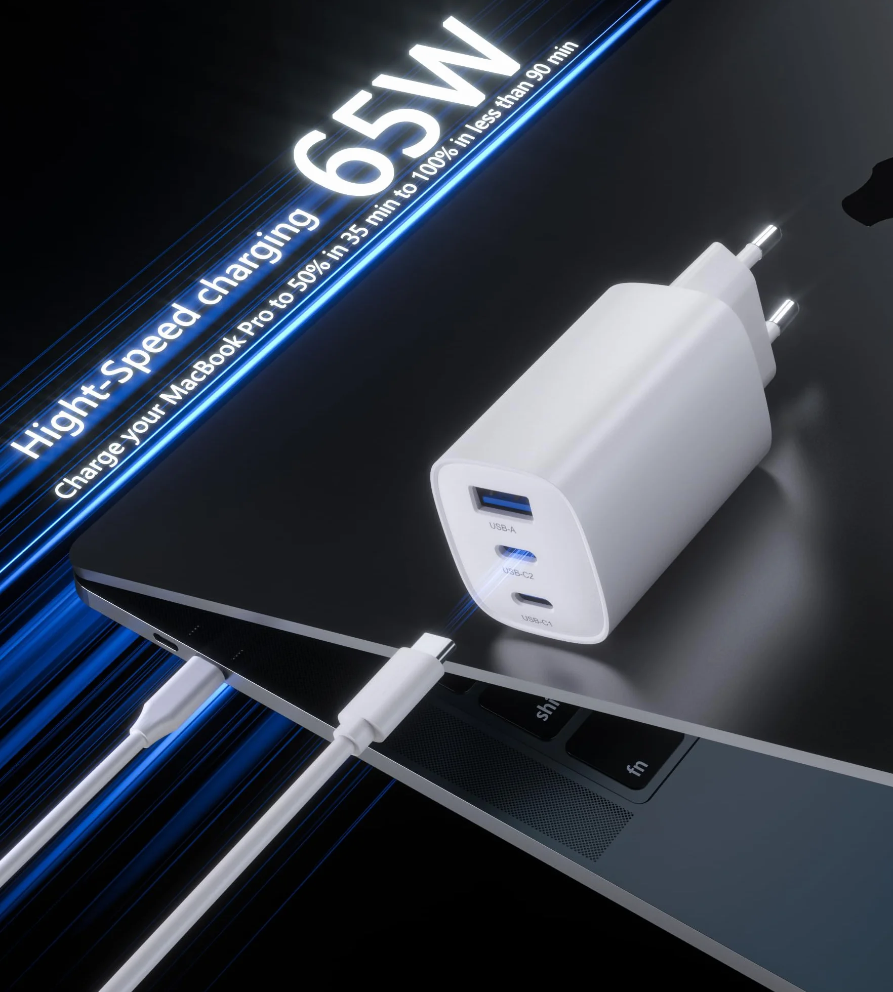 Ładowarka USB C 65 W (biała)