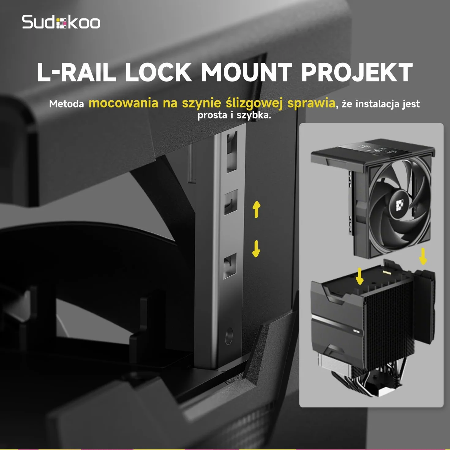 Sudokoo SK700V Chłodzenie CPU AM5, Wieża Pojedyncza, Wentylator 120mm FDB PWM, Czarny