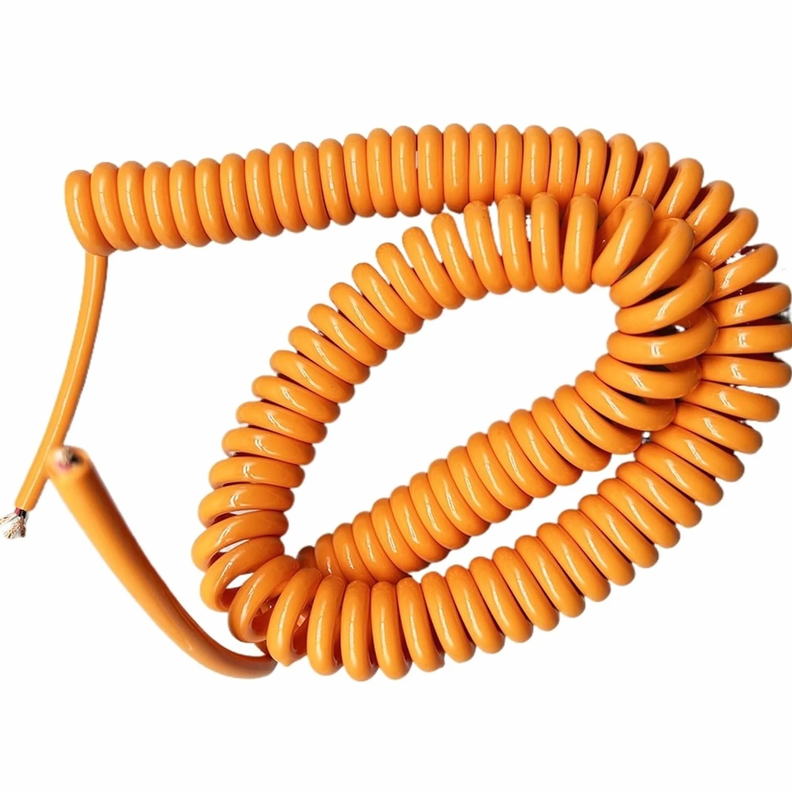 Wiosenna spirala teleskopowa, Miedź beztlenowa, 3-żyłowy, spiralny kabel sprężynowy 1 mm2 do stosu ładującego, pomarańczowy, 1-20 metrów(Stretch 4 Meters)