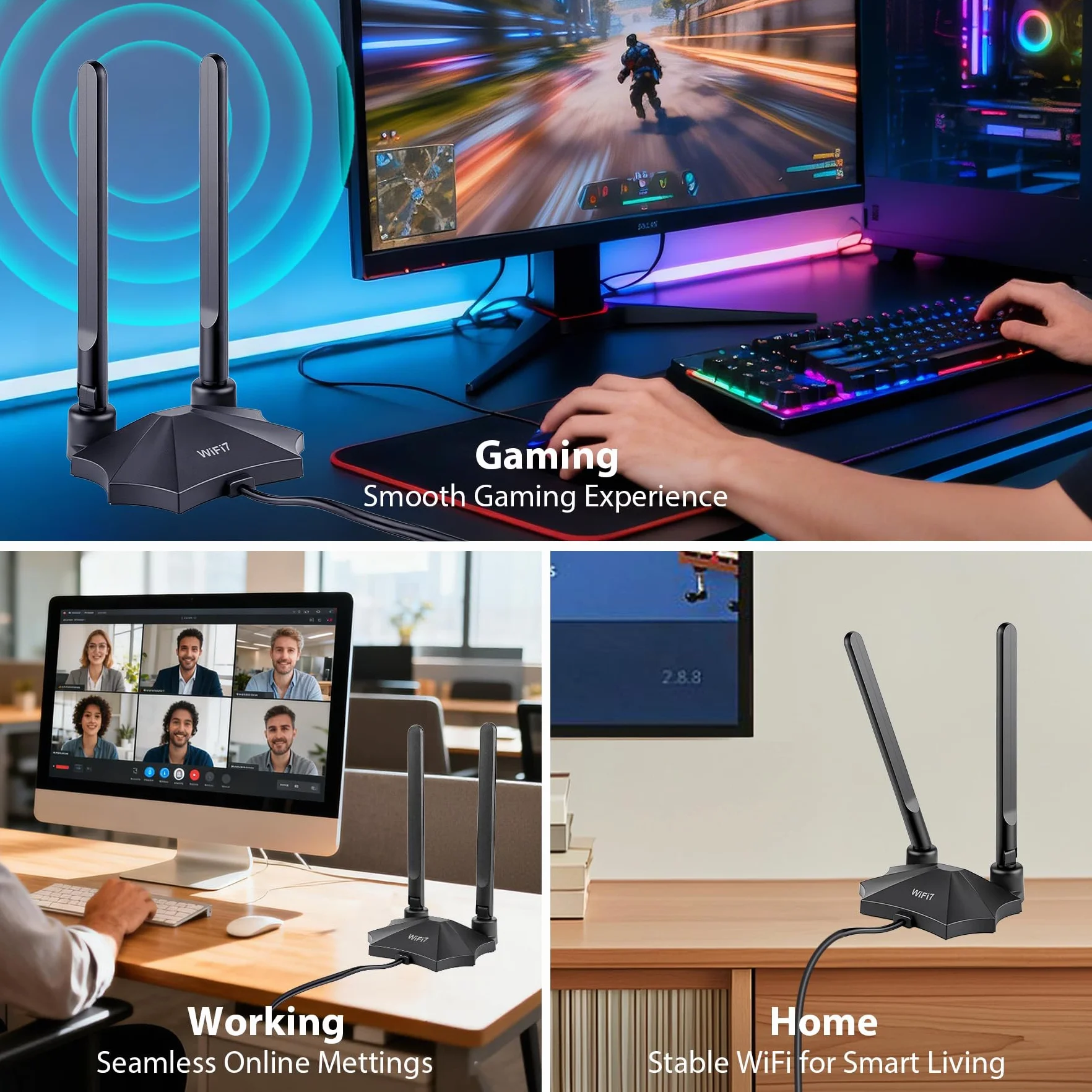 Antena magnetyczna WiFi 7 dBi 9 dBi antena WLAN z wtyczką RP-SMA dla mężczyzn do WiFi 7/6E routera PC, komputera stacjonarnego, karty PCI-E, Asus Gigabyte, płyta główna do gier