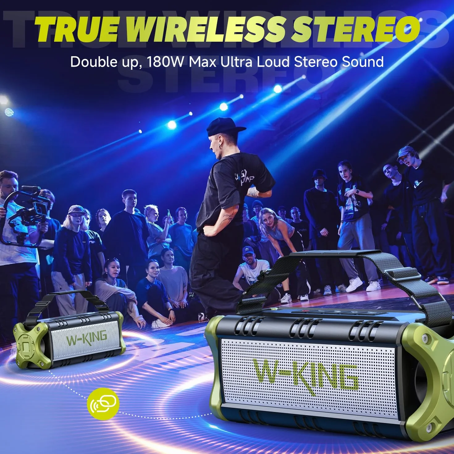 W-KING Przenośny Głośnik Bluetooth 90W Peak 50W, IPX6, Głęboki Bas, Power Bank 40h, NFC/TF/AUX