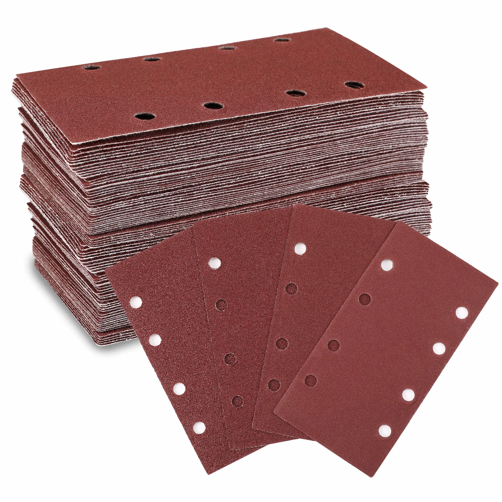 WORKPRO Tarcze szlifierskie 100 sztuk, prostokątne tarcze ścierne (185 x 93 mm) z 8 otworami, ziarno 40, 60, 80, 120 do polerowania, zwijania, wykończenia