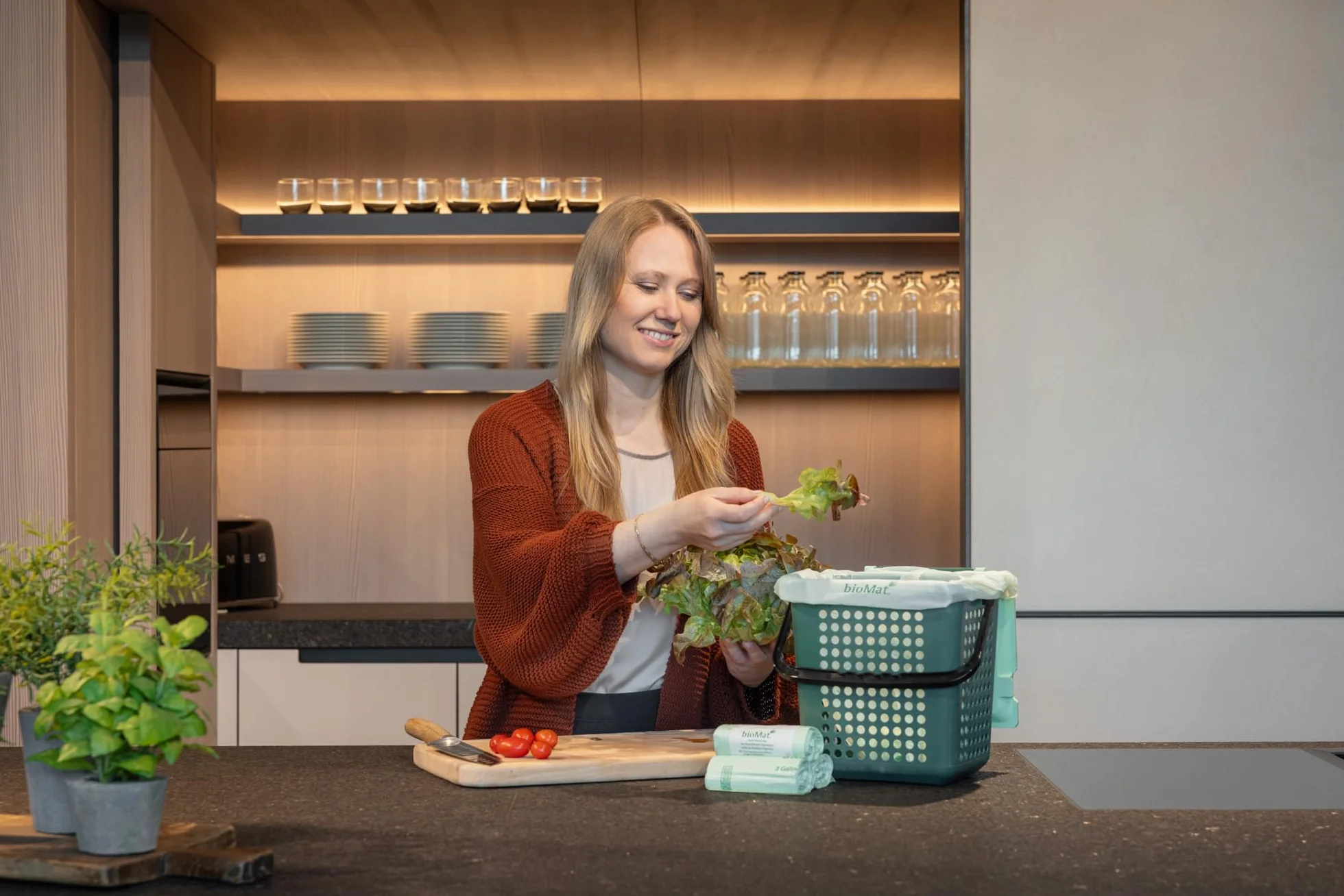 bioMat Kompostowalne 10l Worki na odpady organiczne z uchwytem, 26 Worków, Jakość Premium, Certyfikat DIN+, Neutralne dla Klimatu, Made in Germany
