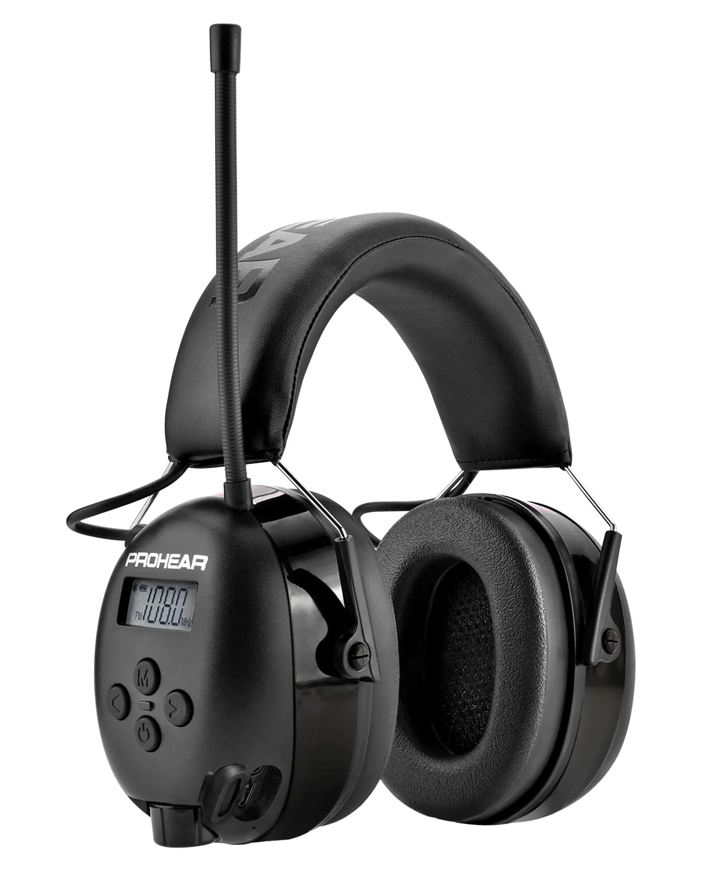 PROHEAR 033 Ochrona słuchu z radiem, SNR31dB – nauszniki z Bluetooth FM/AM, wbudowanym mikrofonem i redukcją hałasu do intensywnych aktywności w czasie wolnym – czarne