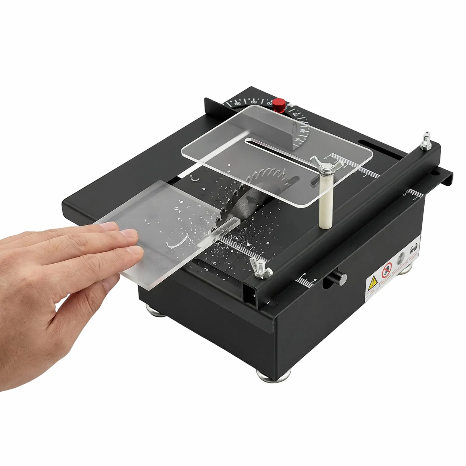 Mini piła stołowa 200 W, 7-biegowa mini piła tarczowa z regulacją kąta 0-90°, 10000 obr./min, brzeszczot 110 mm, mała stołowa piła tarczowa do drewna, akrylu, tworzywa sztucznego, modelarstwa i