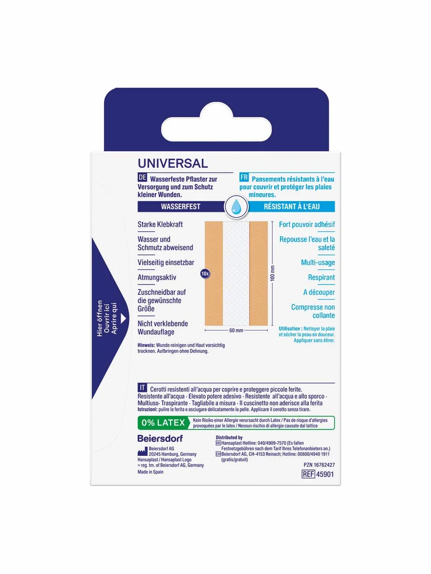 Hansaplast Uniwersalny plaster (1 m x 6 cm), odporny na zabrudzenia i działanie wody plaster na rany, z możliwością przycięcia rolka o dużej sile klejenia i Bacteria Shield