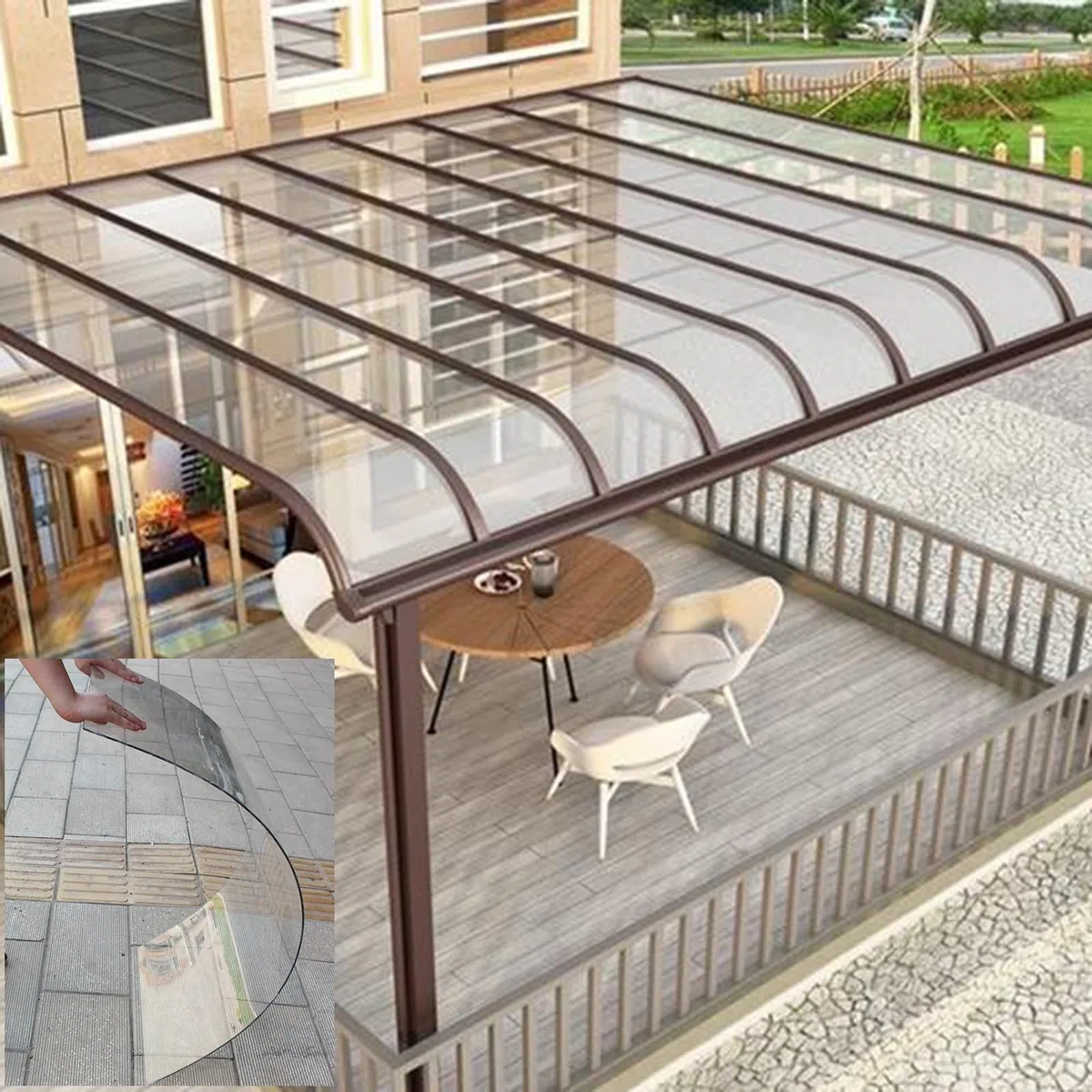Ochrona przed promieniowaniem UV, przezroczyste panele dachowe, 1,5 mm, arkusze PCW do zadaszeń zewnętrznych, przezroczyste plastikowe arkusze dachowe (C 80 x 600 cm)