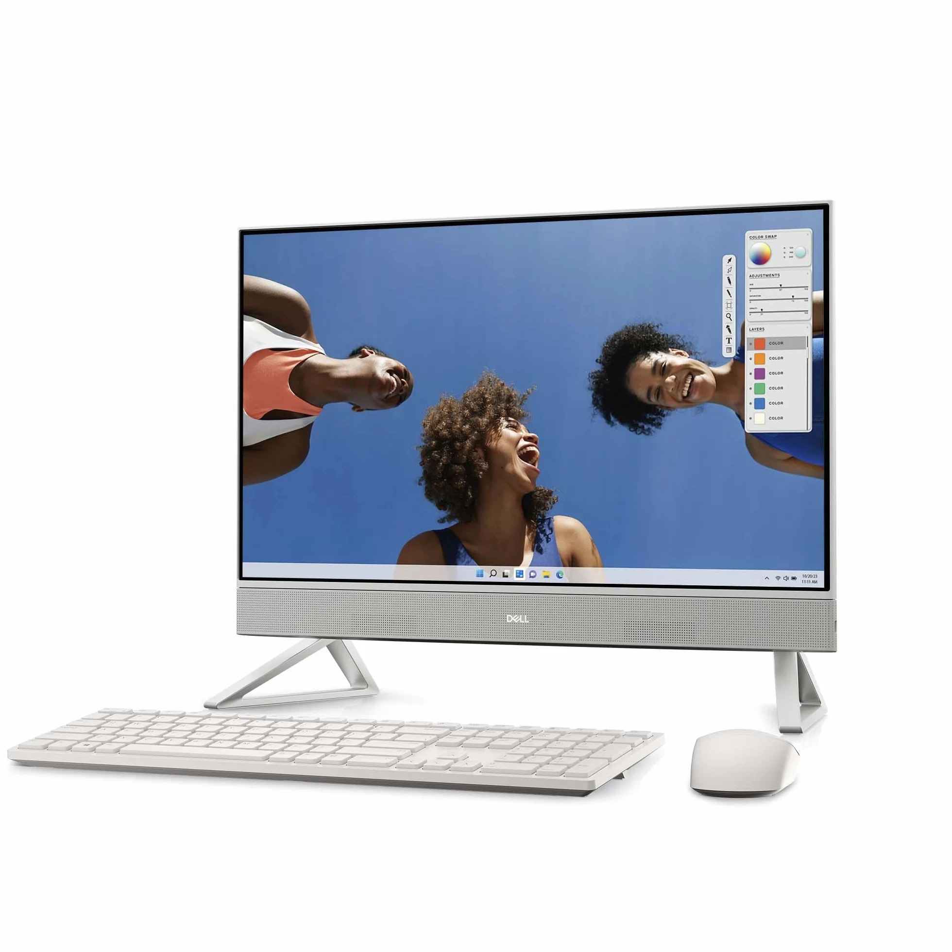 Dell Inspiron All In One 23.8 FHD Display, procesor Intel Core i5-1334U, 8 GB DDR4 RAM, 512 GB SSD, karta graficzna Intel Graphics, Windows 11 Home - biała obudowa z tkaniny Chin