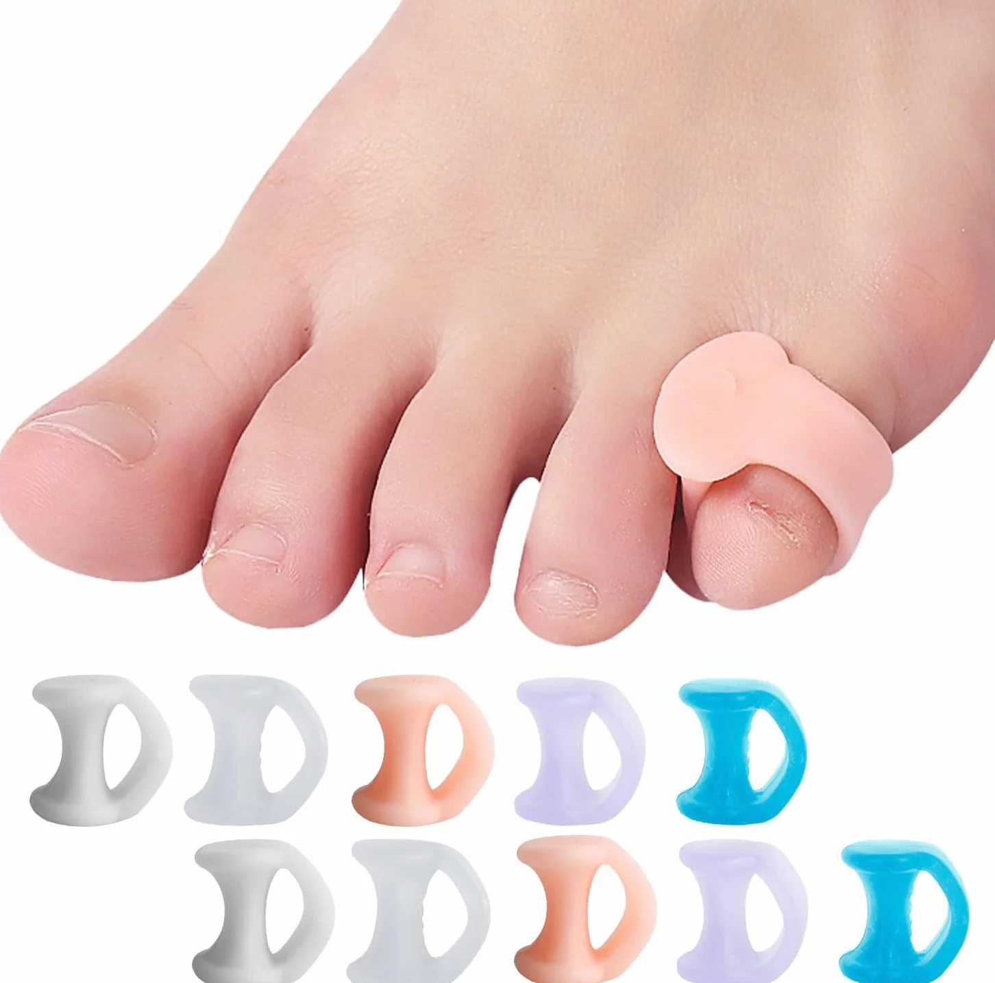 10 sztuk separatorów palców żelowy silikonowy separator palców mały palec separator palców silikonowy separator palców Hallux Valgus separator palców separatory separator palców dla