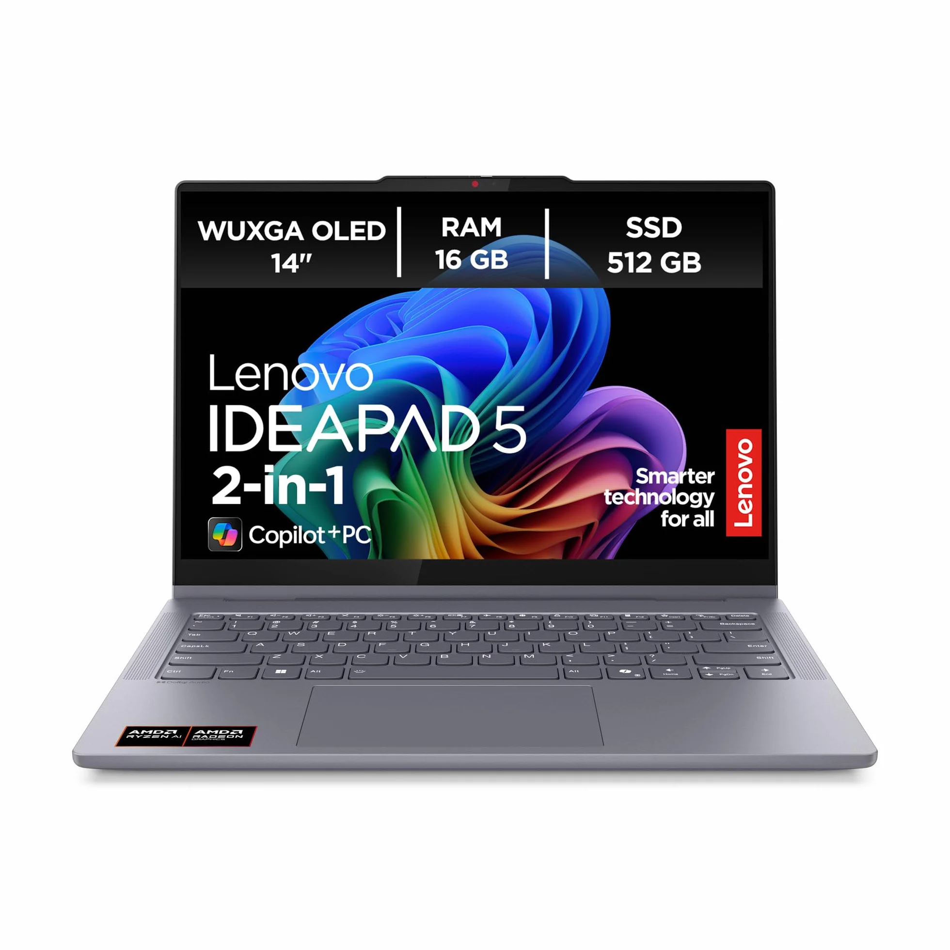 Lenovo IdeaPad 5 2 w 1 AI Laptop 14" WUXGA Touch AMD Ryzen AI 5 340 16GB RAM 512GB SSD Win11 Luna Grey